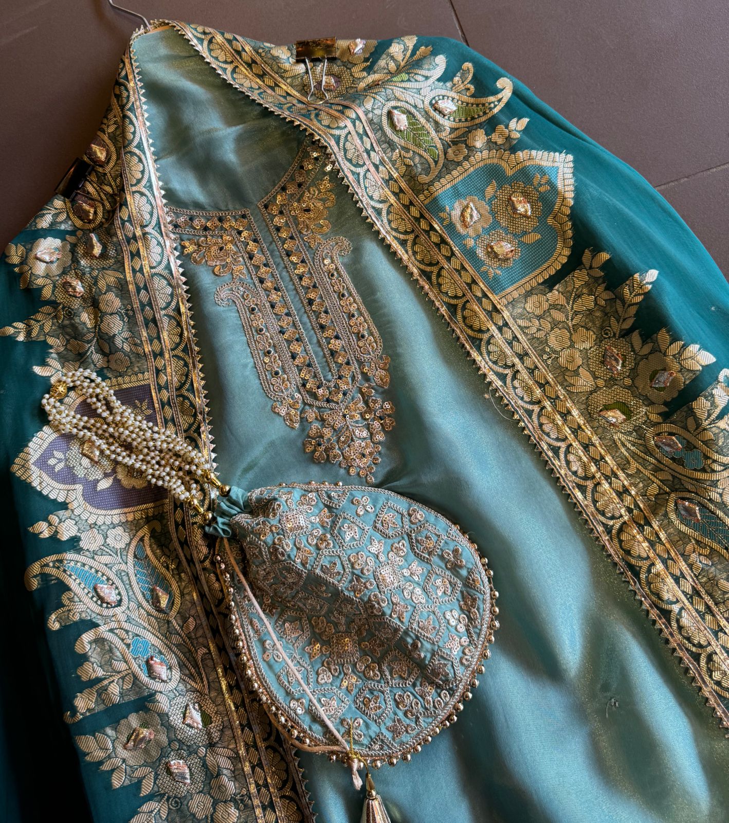 Beautiful shimmery tissue shirt unstitched full in size