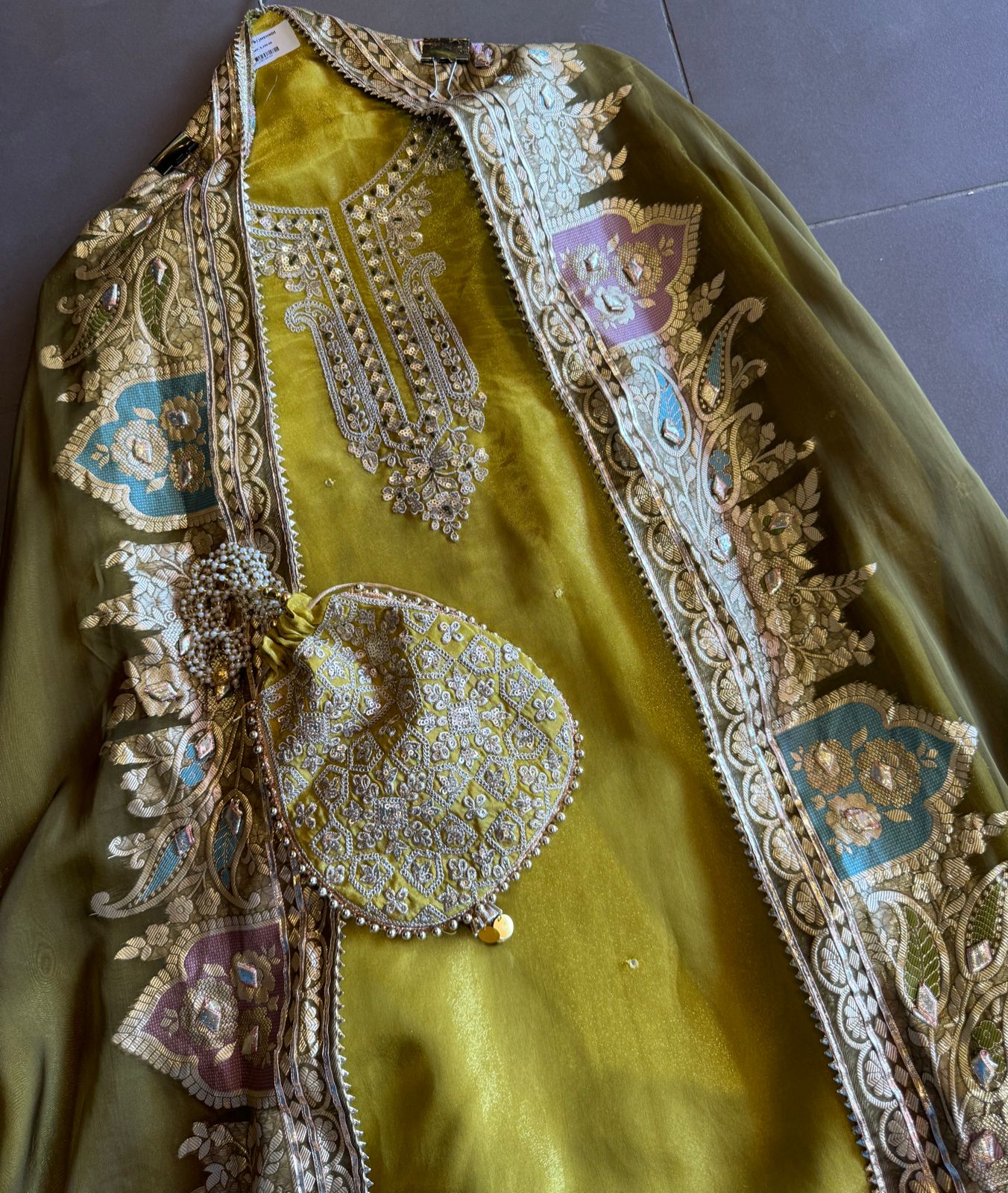 Beautiful shimmery tissue shirt unstitched full in size