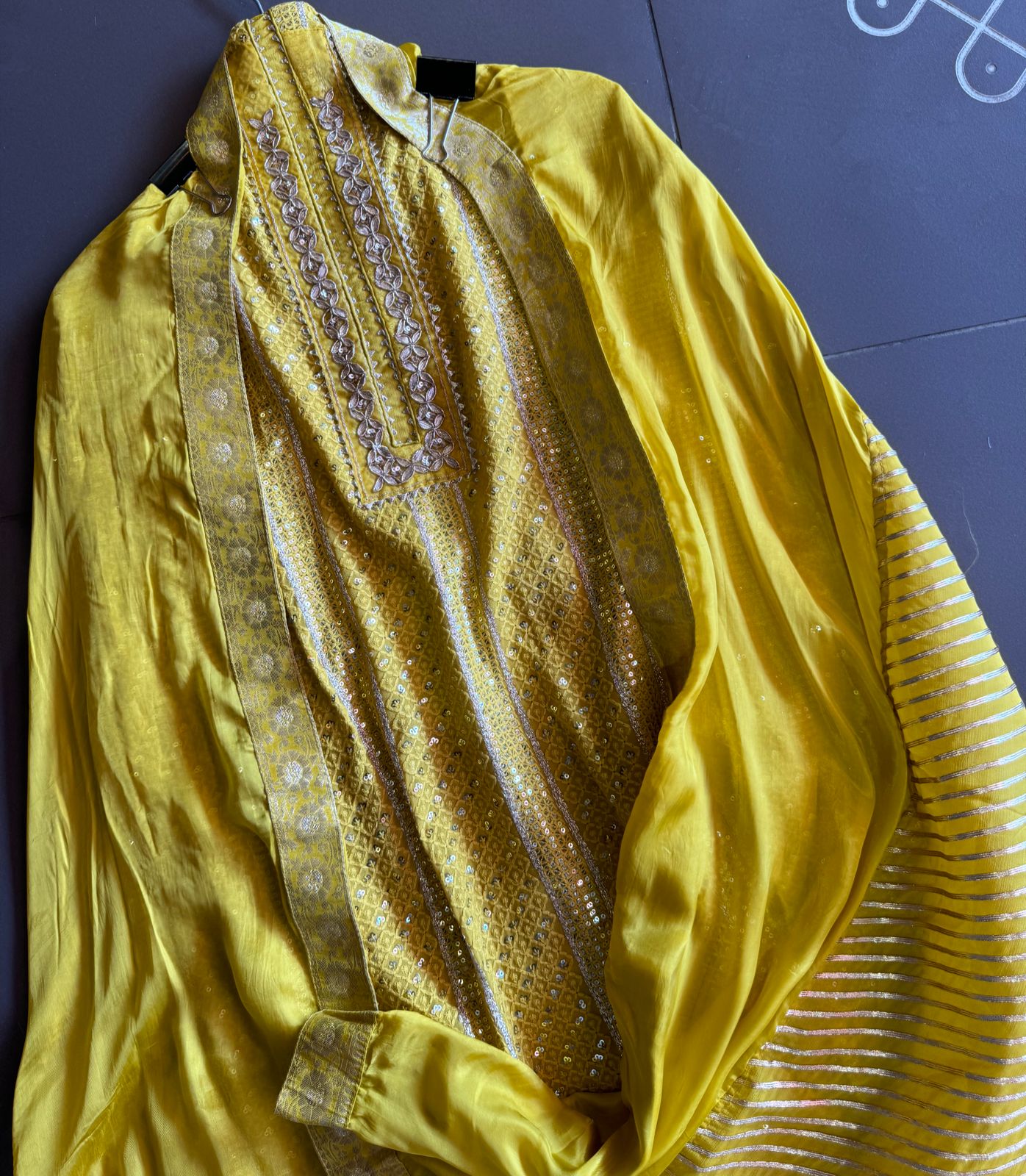 Soft and pure Georgette lakhnavi embroidered shirt with sequence and zari work