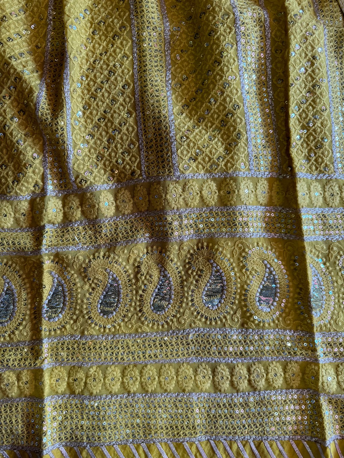 Soft and pure Georgette lakhnavi embroidered shirt with sequence and zari work