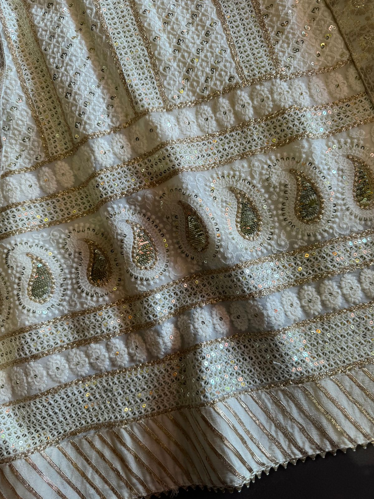 Soft and pure Georgette lakhnavi embroidered shirt with sequence and zari work