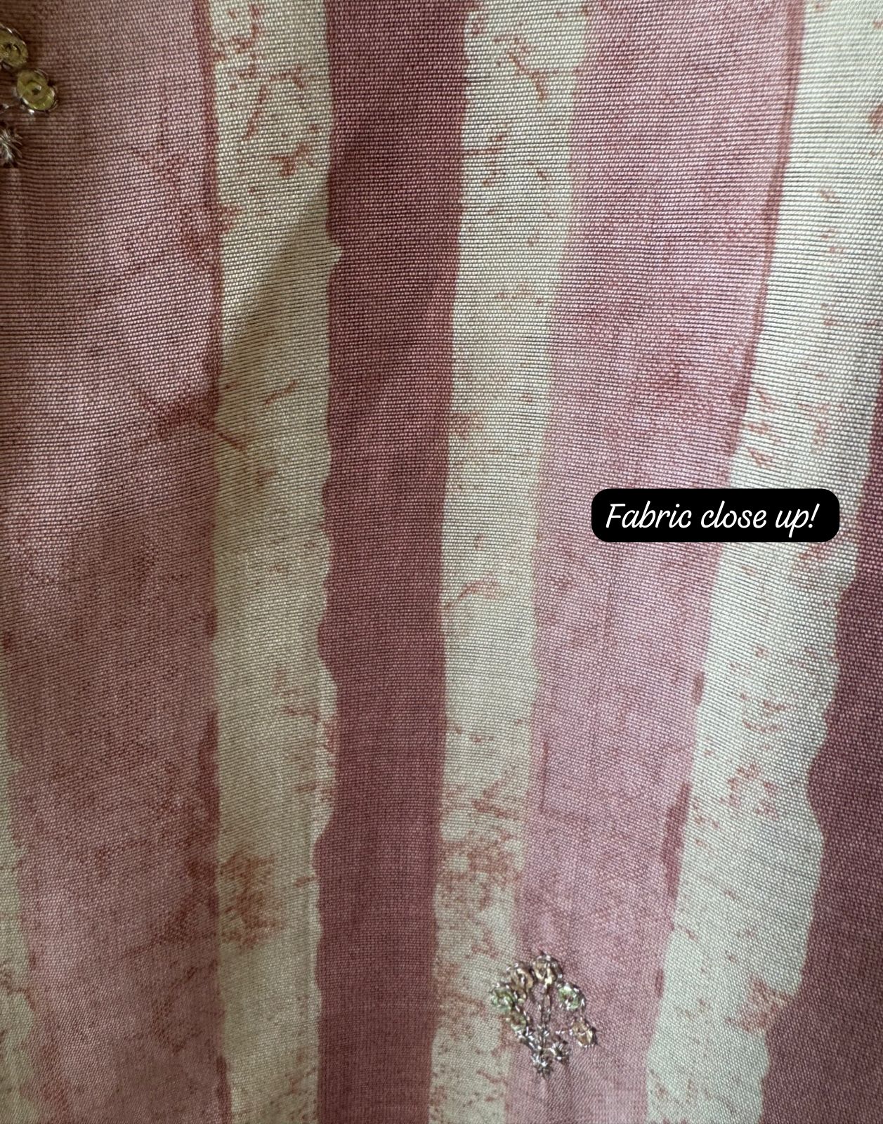 Pure cotton stripes shirt with very beautiful neckline with zari and sequence work