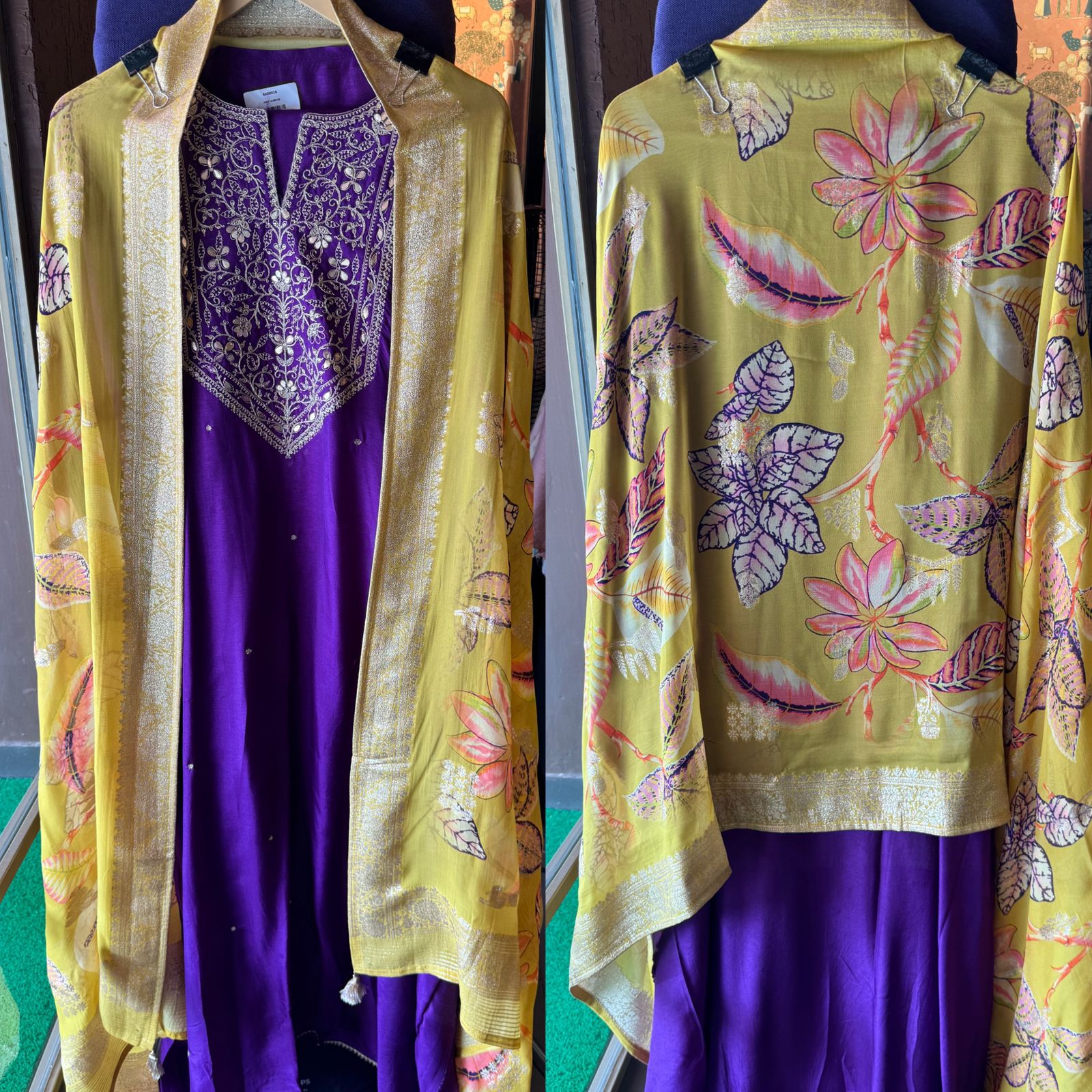 Pure silk Unstitched shirt with very beautiful neckline