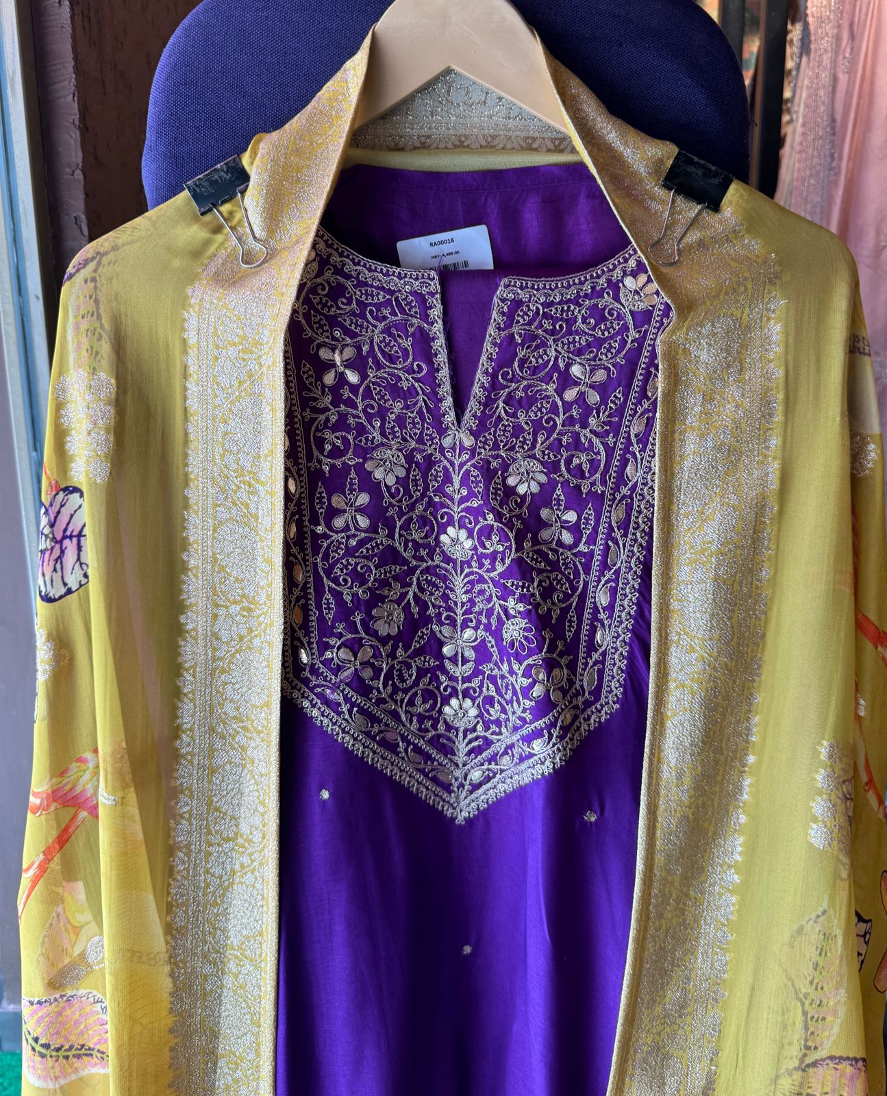Pure silk Unstitched shirt with very beautiful neckline