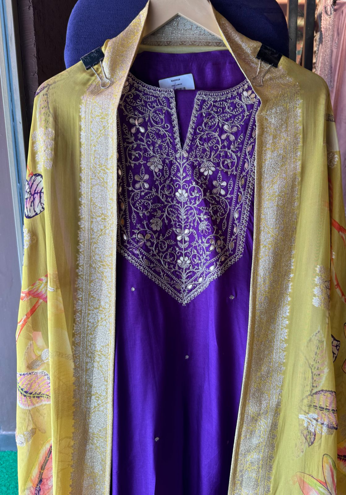 Pure silk Unstitched shirt with very beautiful neckline