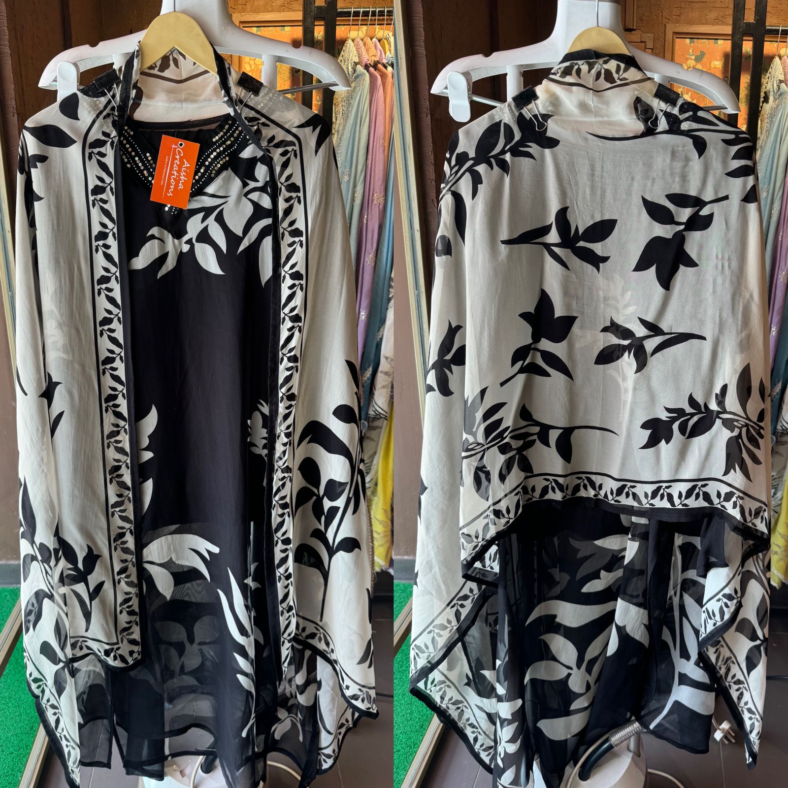 Soft digital printed organza shirt very soft organza with V neck design