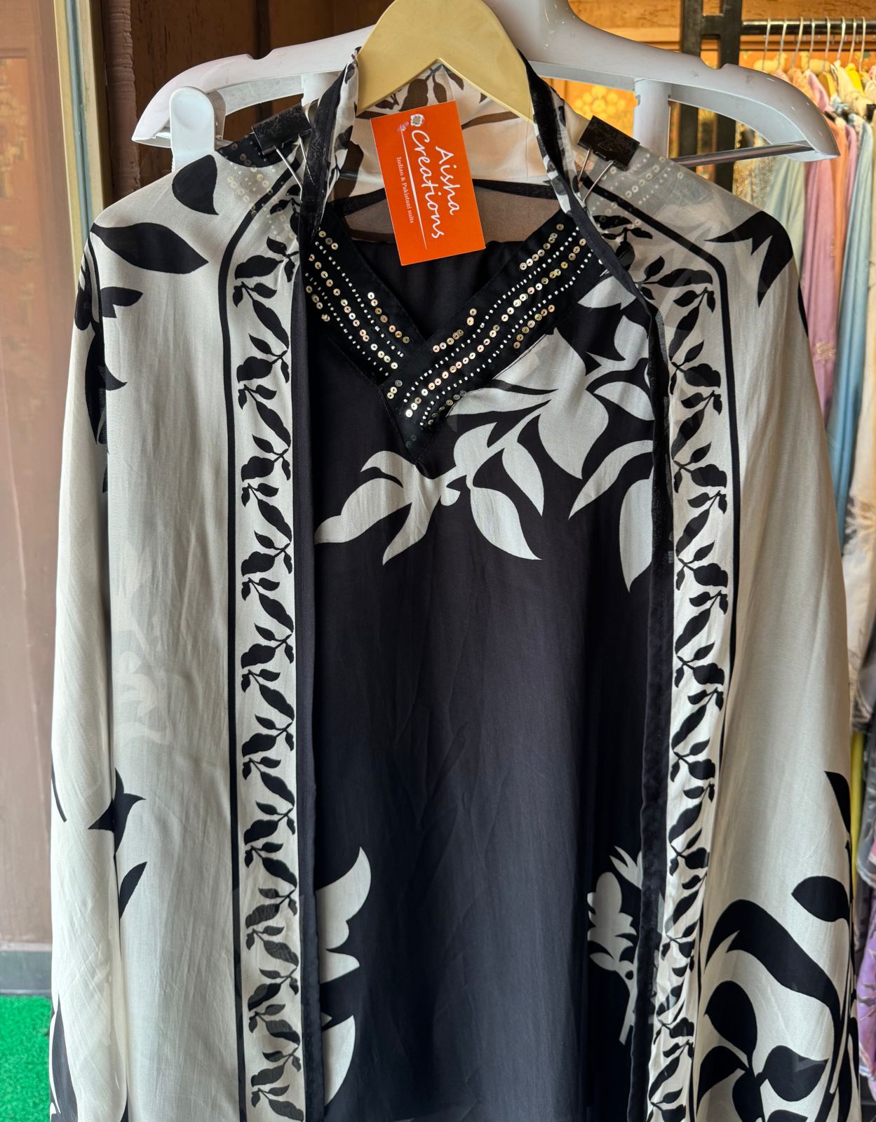 Soft digital printed organza shirt very soft organza with V neck design