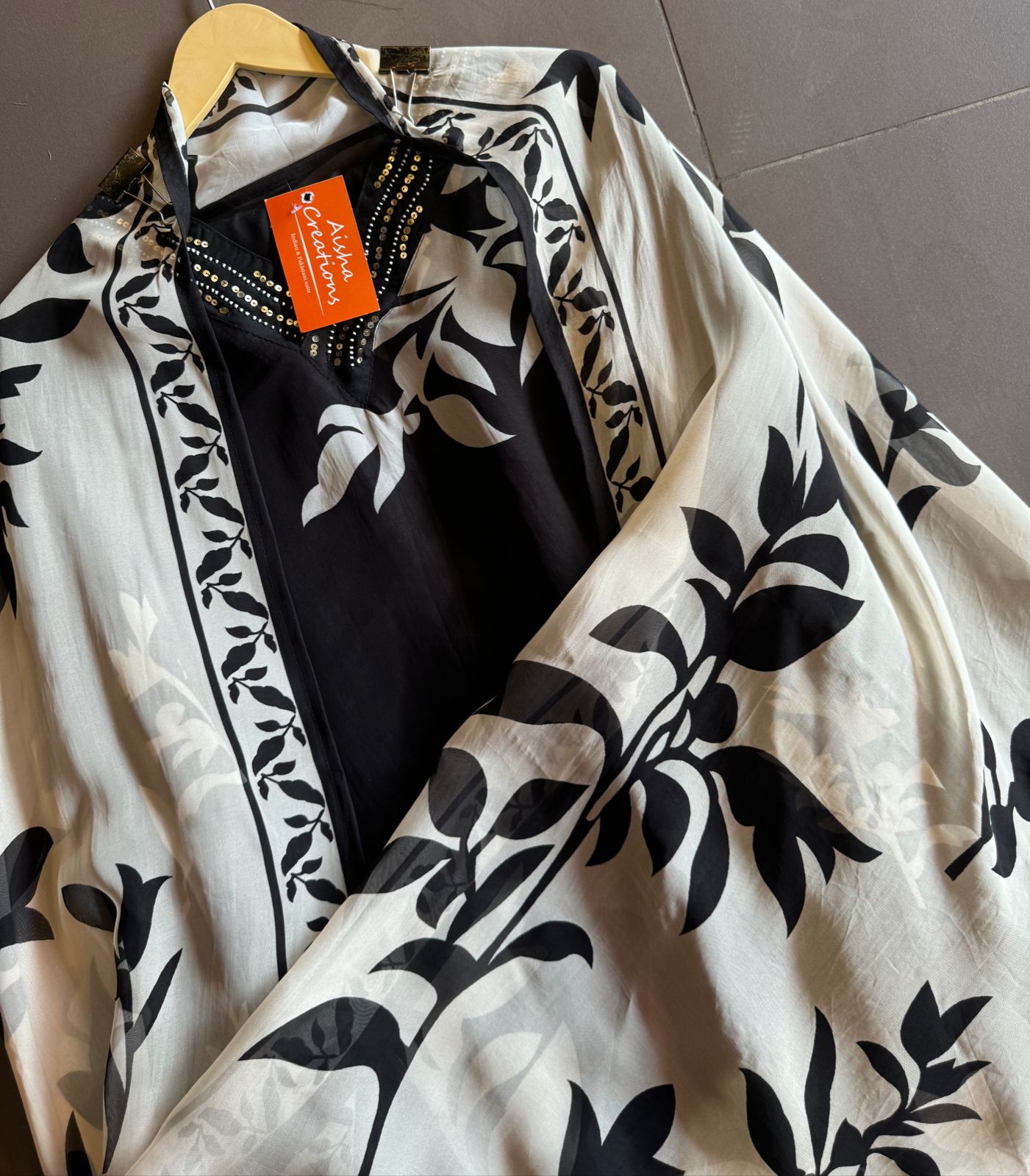 Soft digital printed organza shirt very soft organza with V neck design