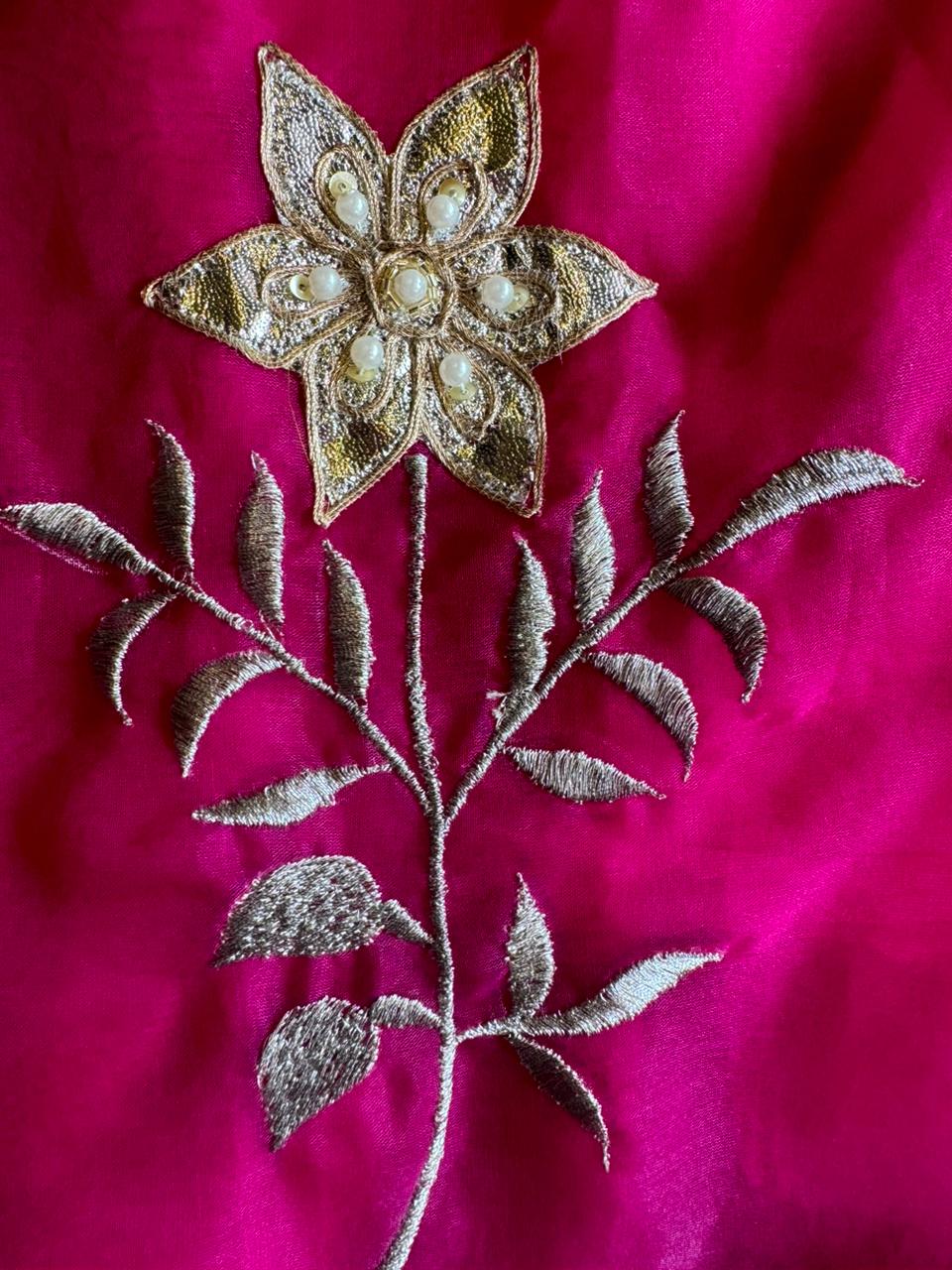 Beautiful ombré shaded Unstitched organza Suit with complete handwork