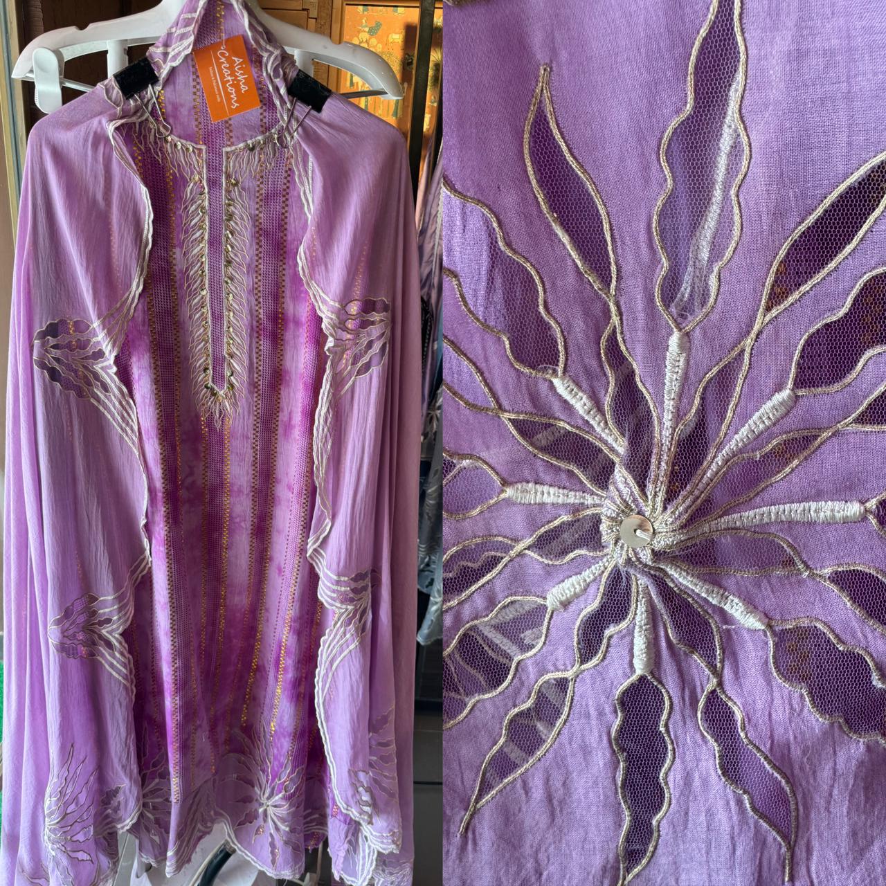 Pure Mul Mul cotton Designer appliqué work suit with thread and zari embroidery