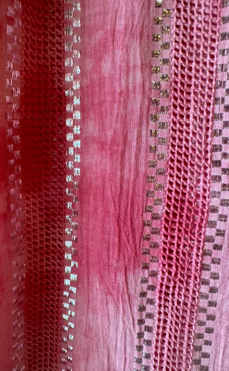 Pure Mul Mul cotton Designer appliqué work suit with thread and zari embroidery