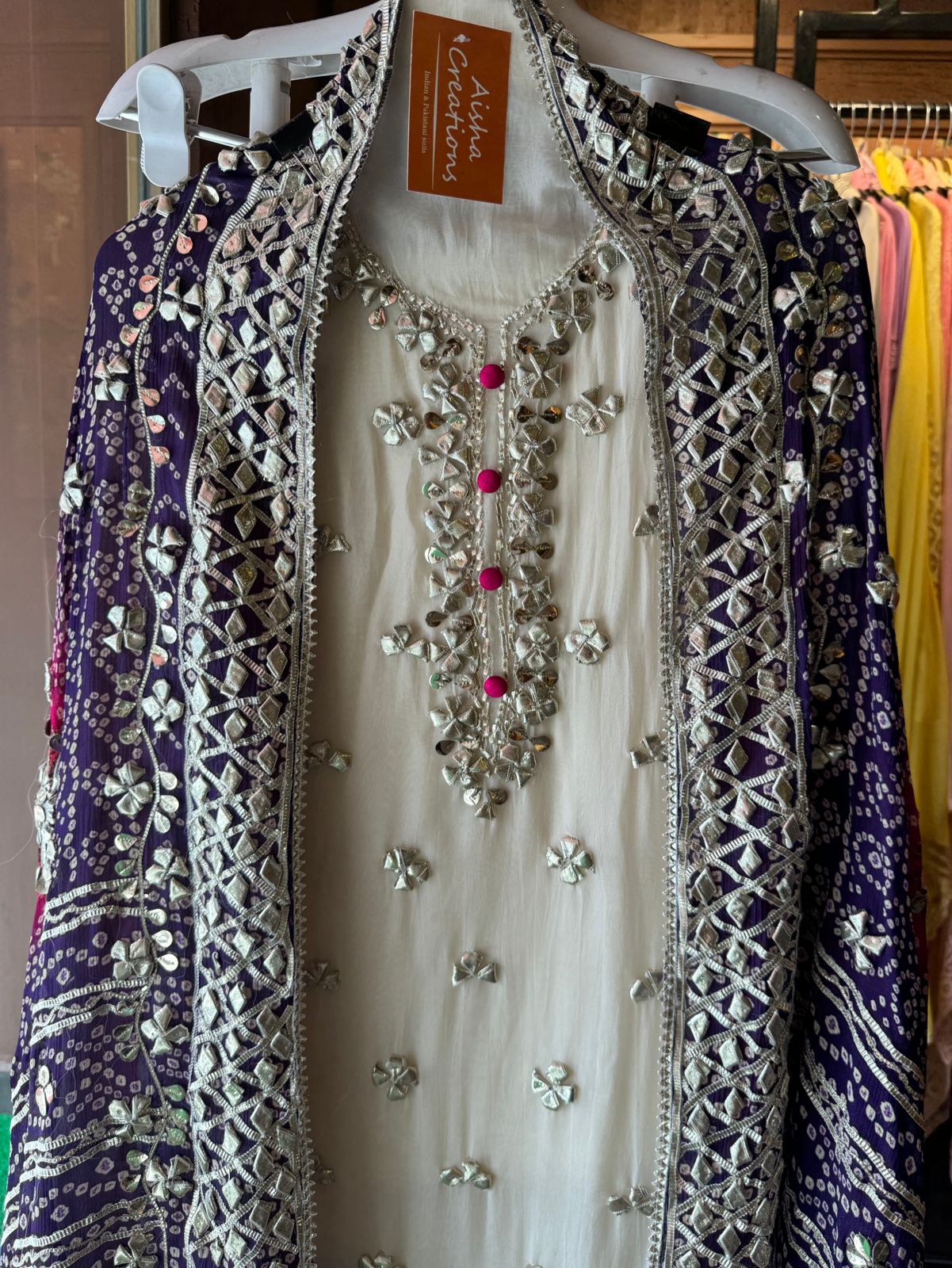 Soft organza unstitched Shirt with original gotta Phool work done on the full shirt front