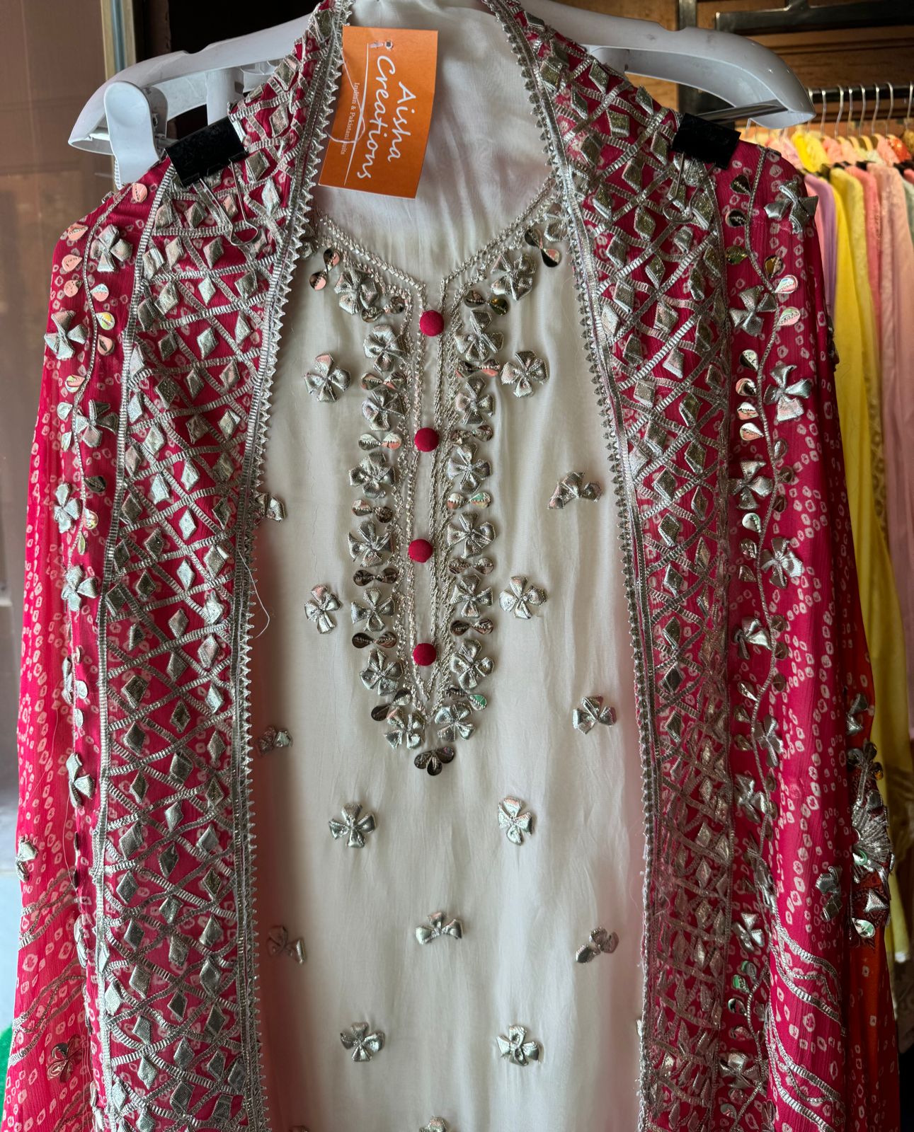 Soft organza unstitched Shirt with original gotta Phool work done on the full shirt front