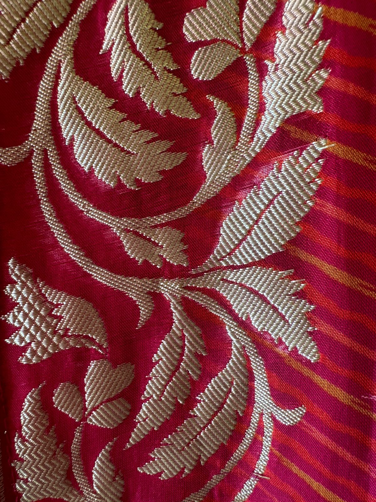 Pure silk (Unstitched) full size shirt with very designer Dori and zari work neckline (V neckline)