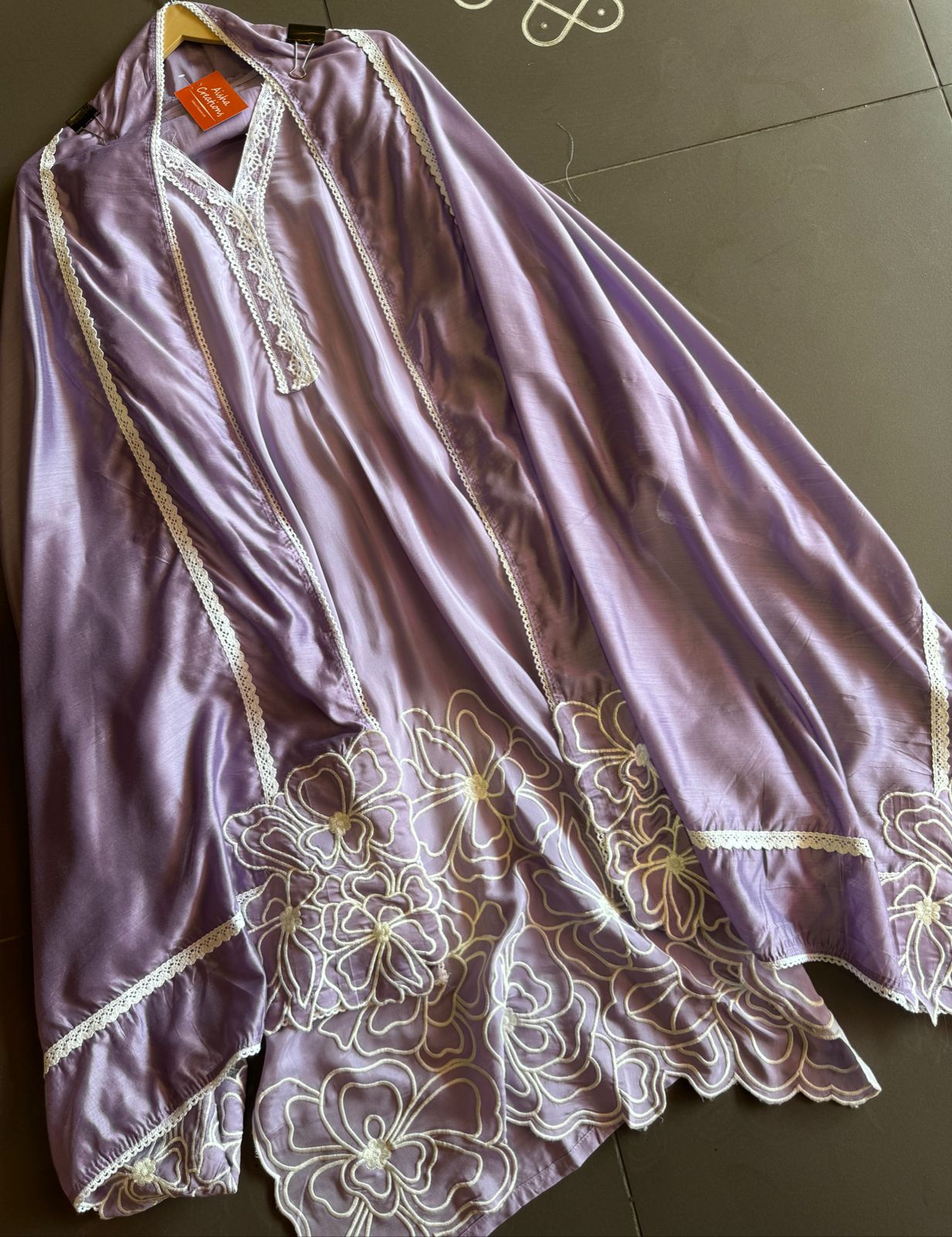 Pure muslin digital printed shirt unstitched with beautiful handwork highlights with gotta