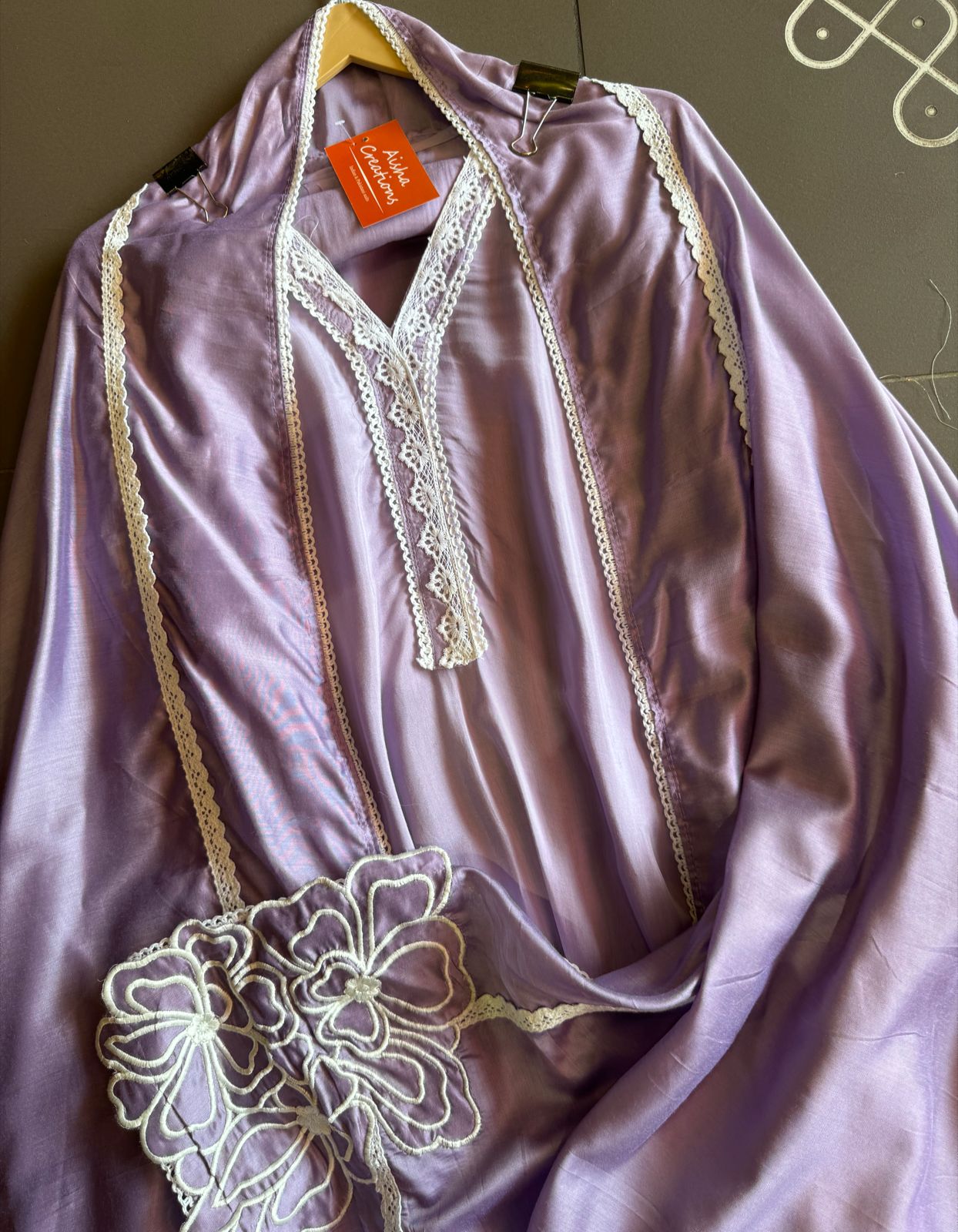 Pure muslin digital printed shirt unstitched with beautiful handwork highlights with gotta