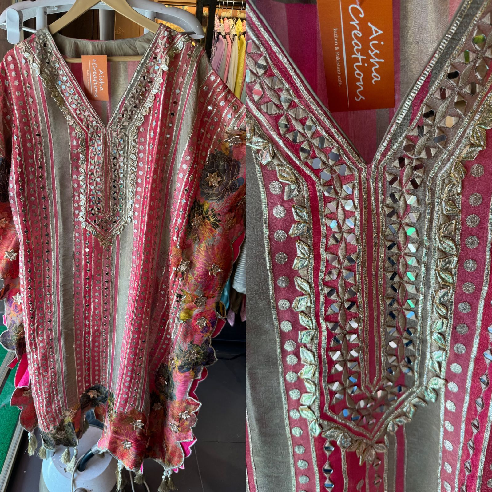 Beautiful kaaftan set with dhoti.