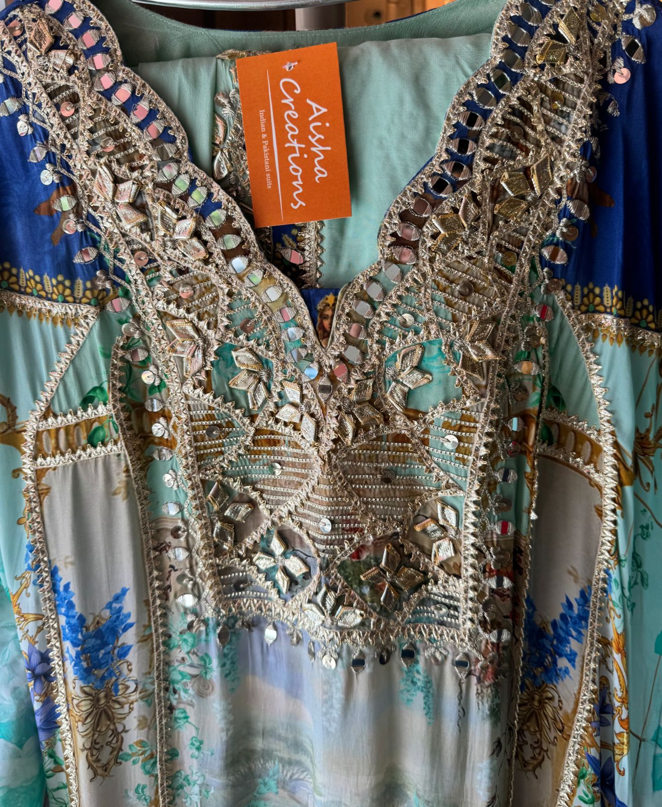 Pure crepe digital kaaftan with dhoti salwar set.