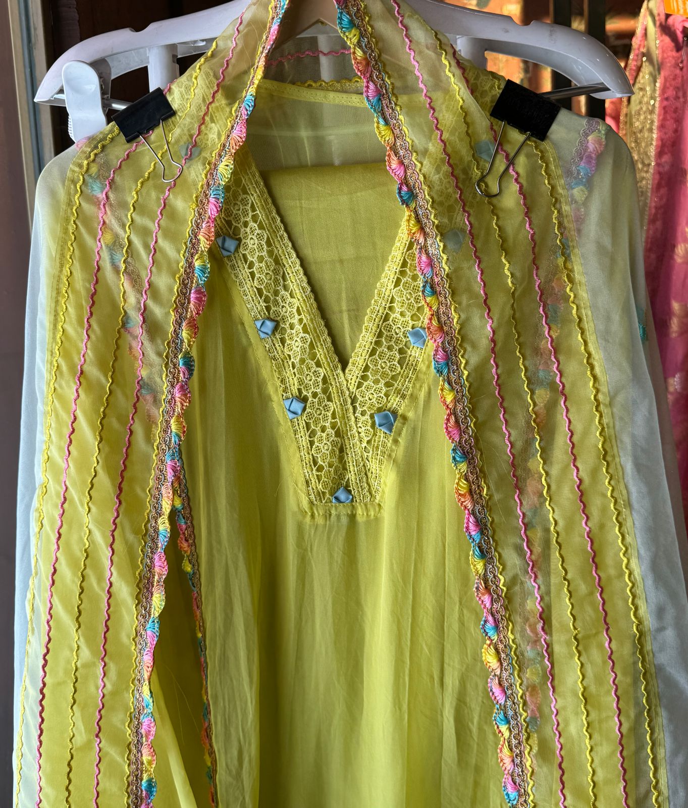 Pure organza semi stiched shirt with beautiful designer