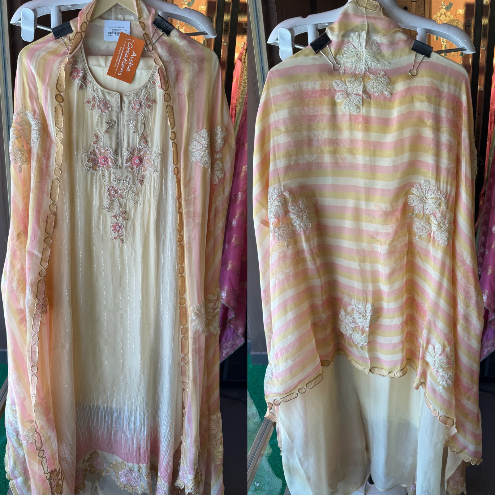 Soft and flowy organza unstitched shirt with very elegant sequence