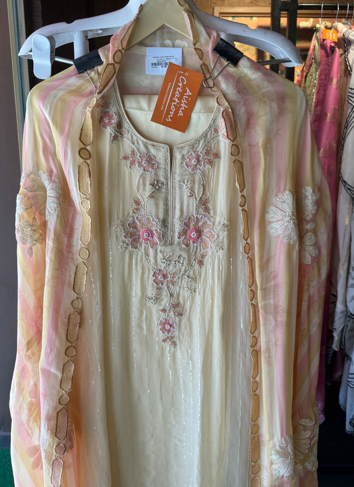 Soft and flowy organza unstitched shirt with very elegant sequence