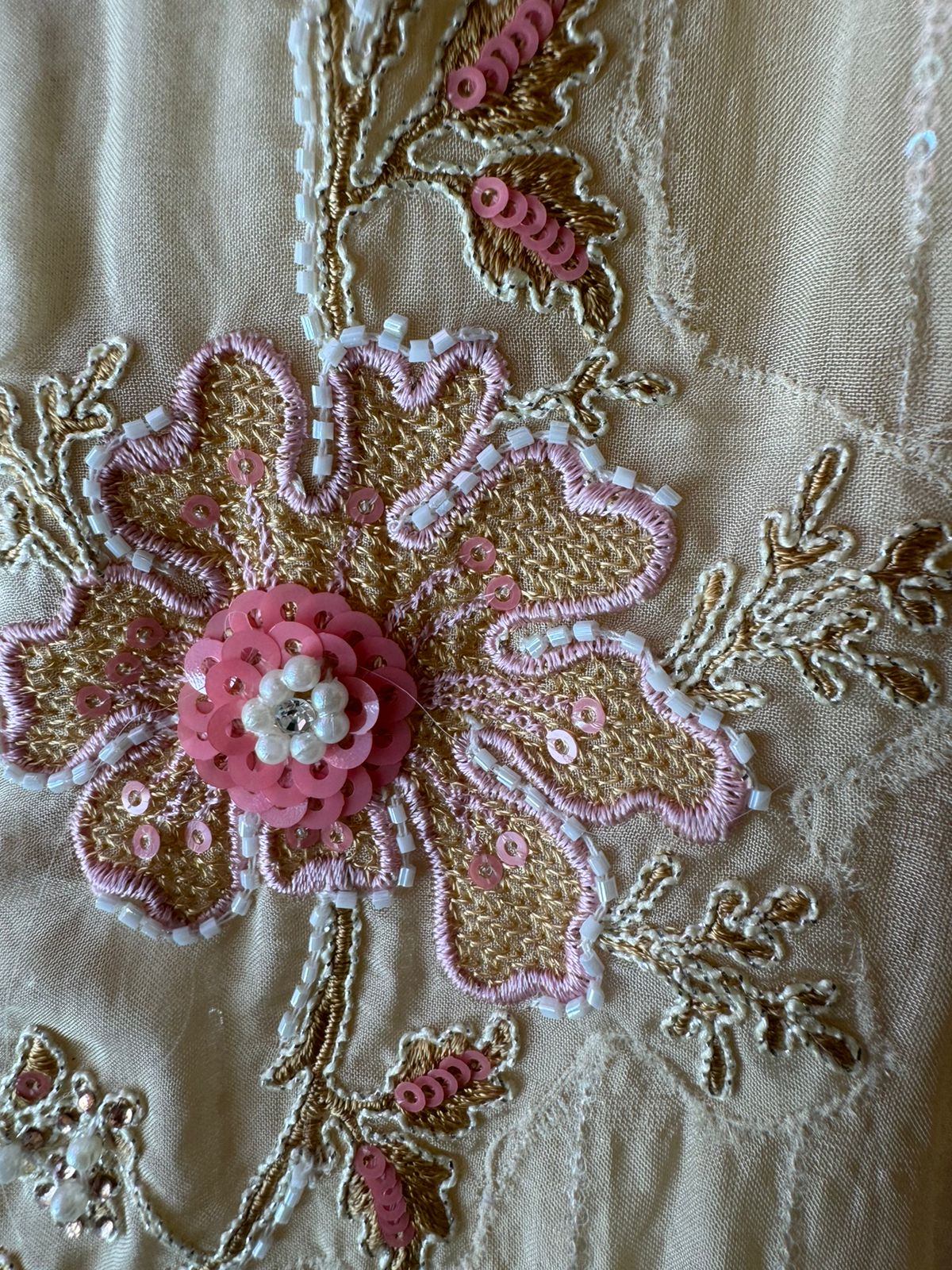 Soft and flowy organza unstitched shirt with very elegant sequence