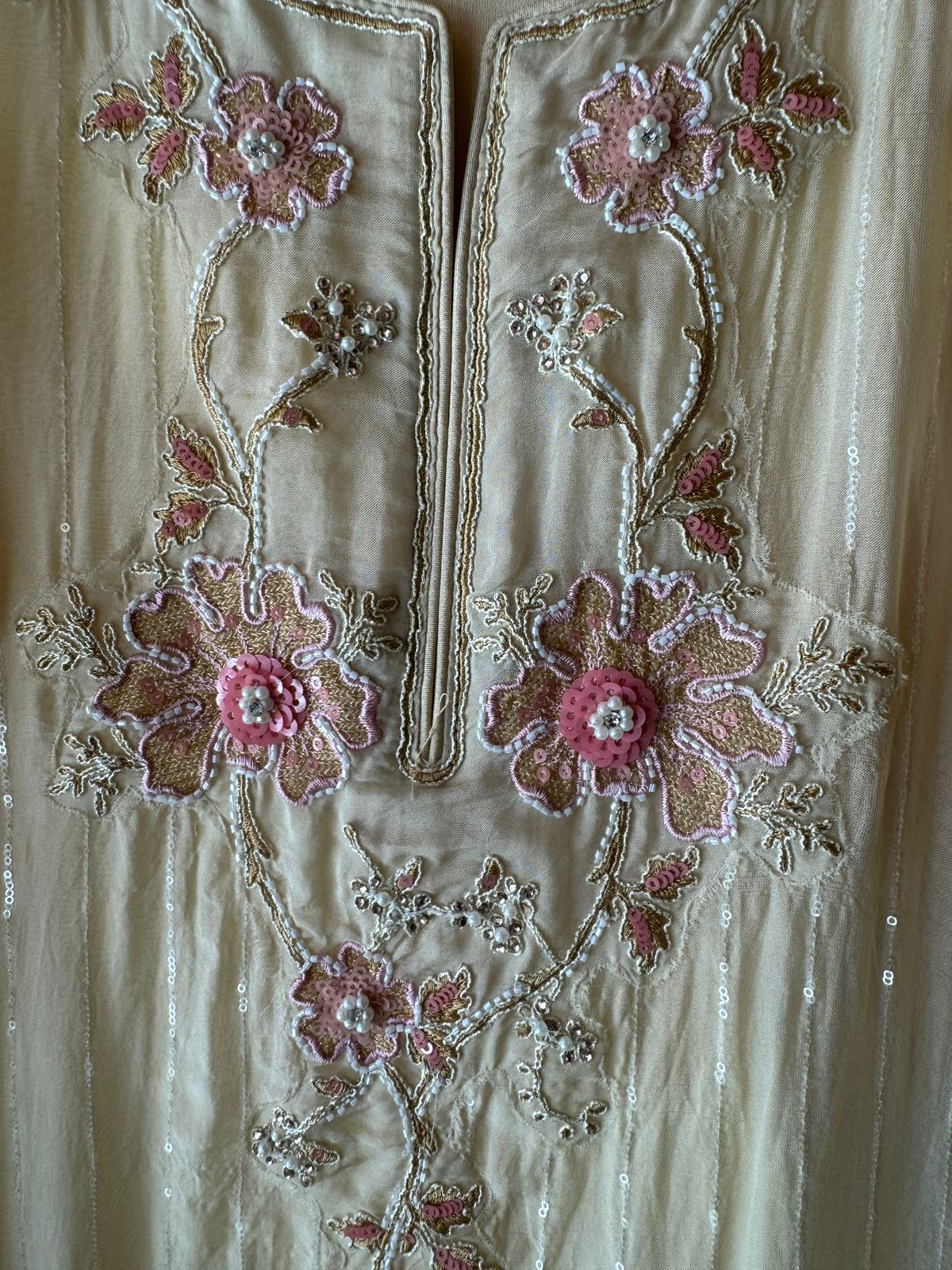 Soft and flowy organza unstitched shirt with very elegant sequence