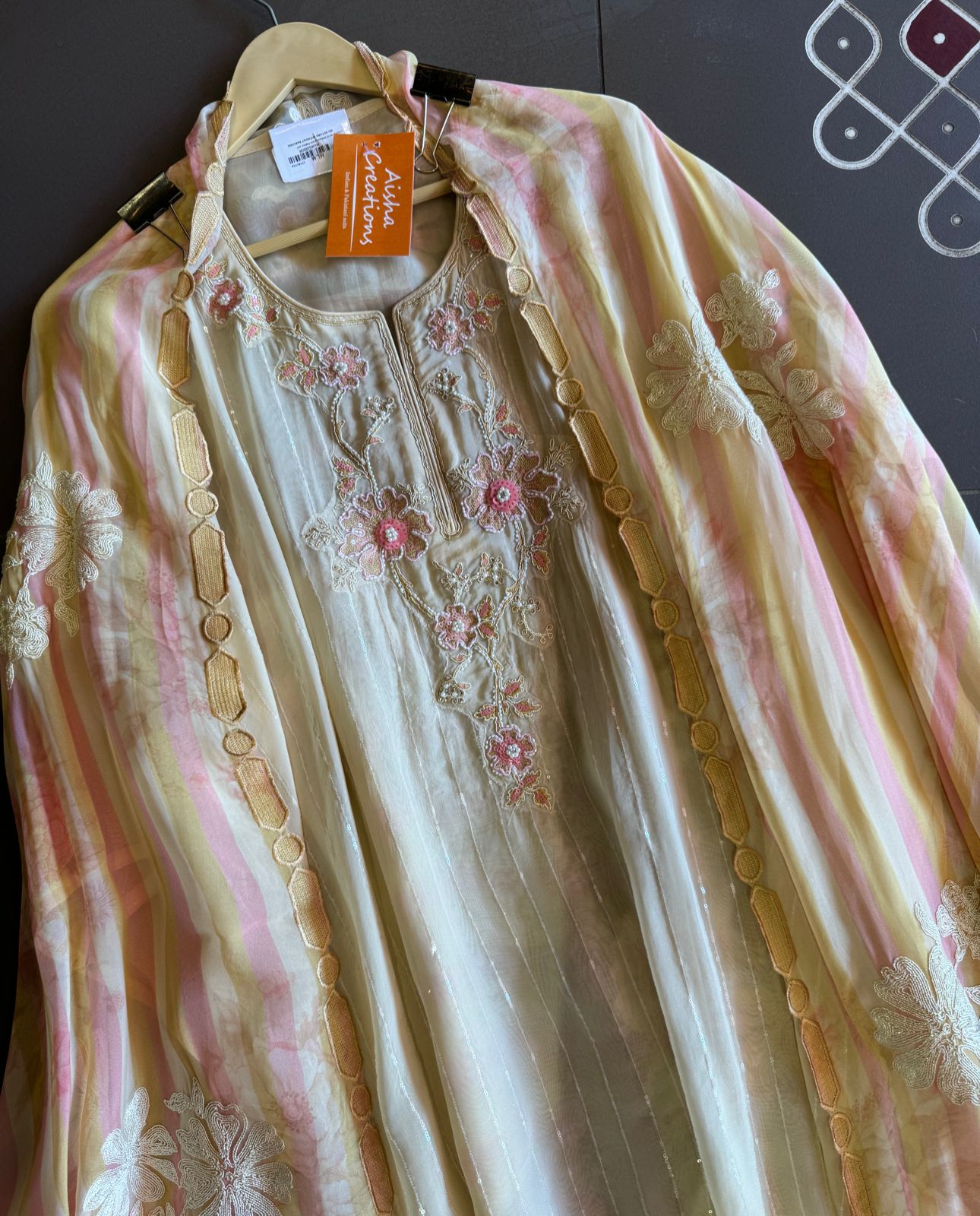 Soft and flowy organza unstitched shirt with very elegant sequence