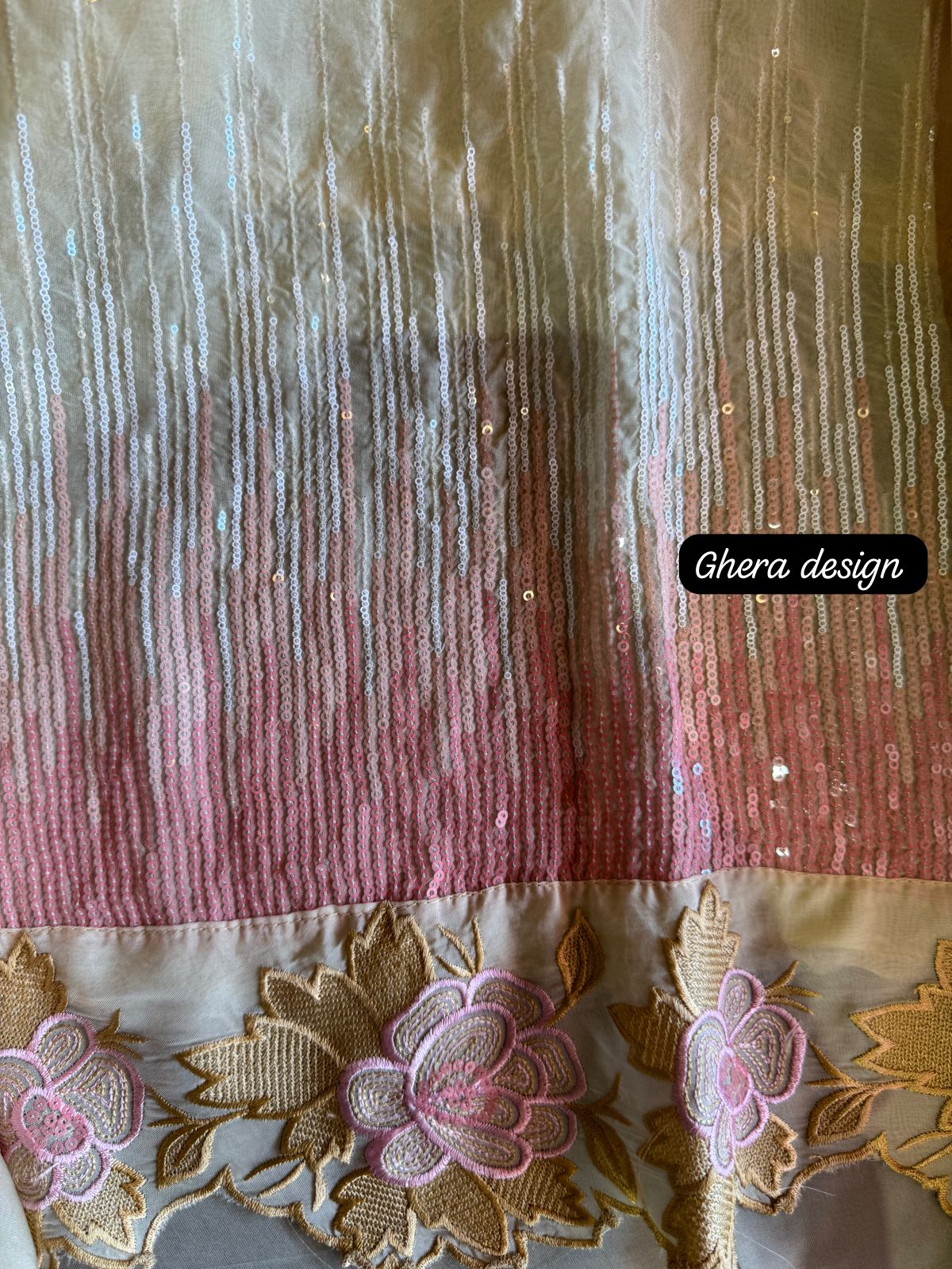 Soft and flowy organza unstitched shirt with very elegant sequence