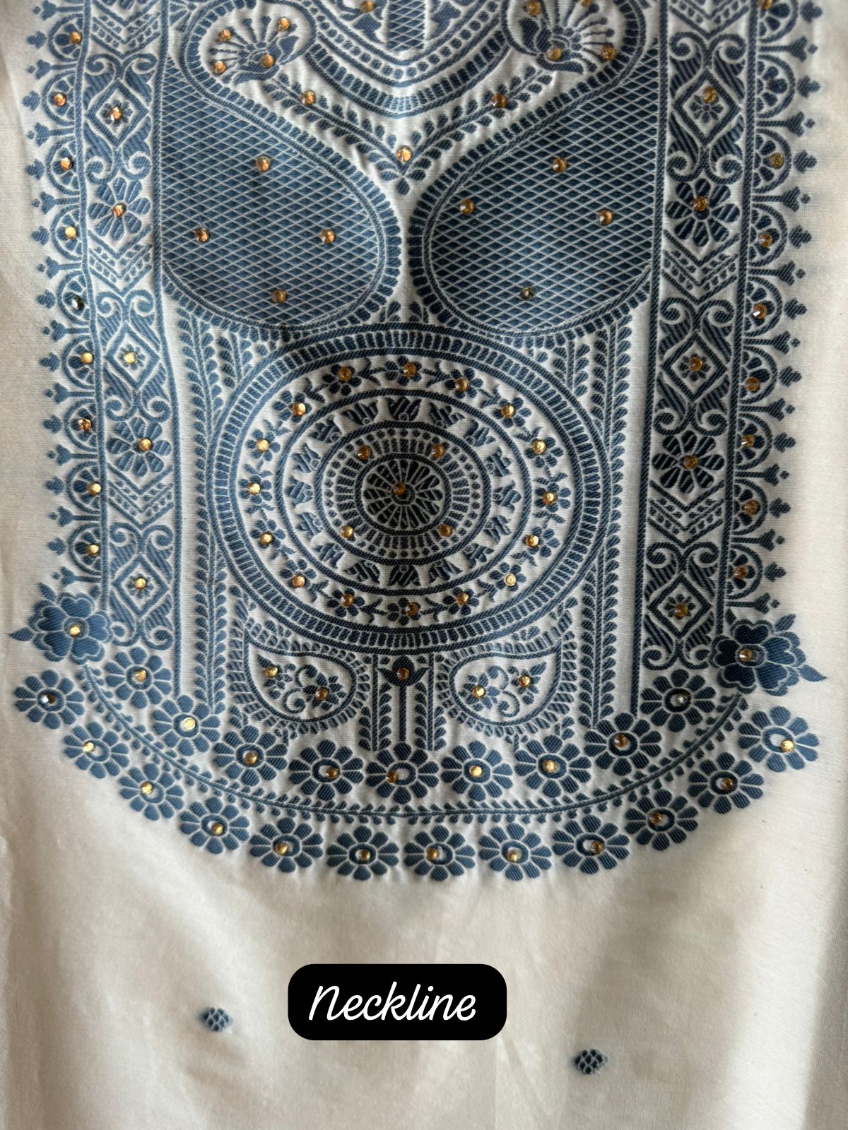 Jam cotton unstitched shirt with cotton weavings on the neckline