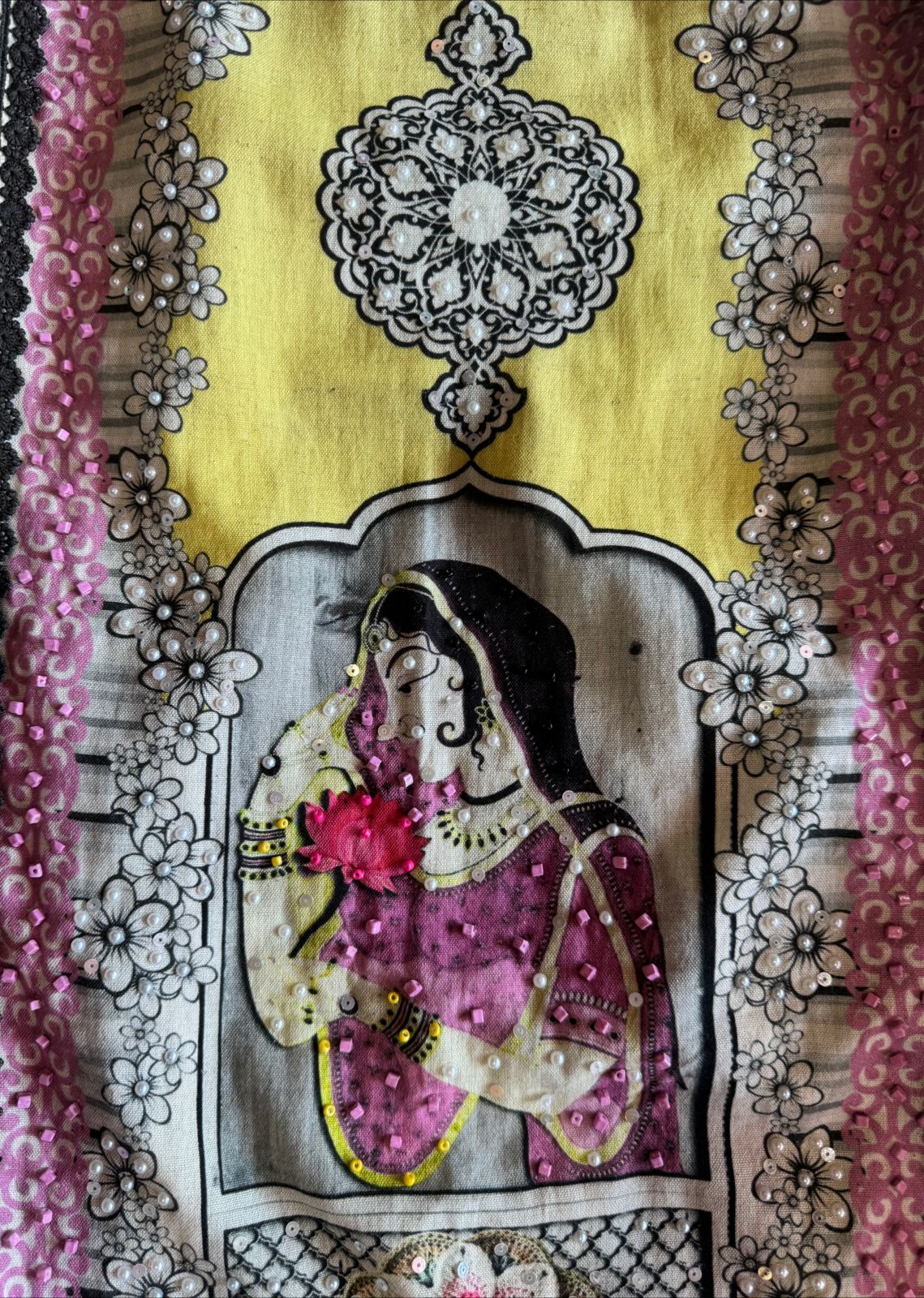 Pure handloom cotton pieces with high quality digital printing on the shirt with complete handwork