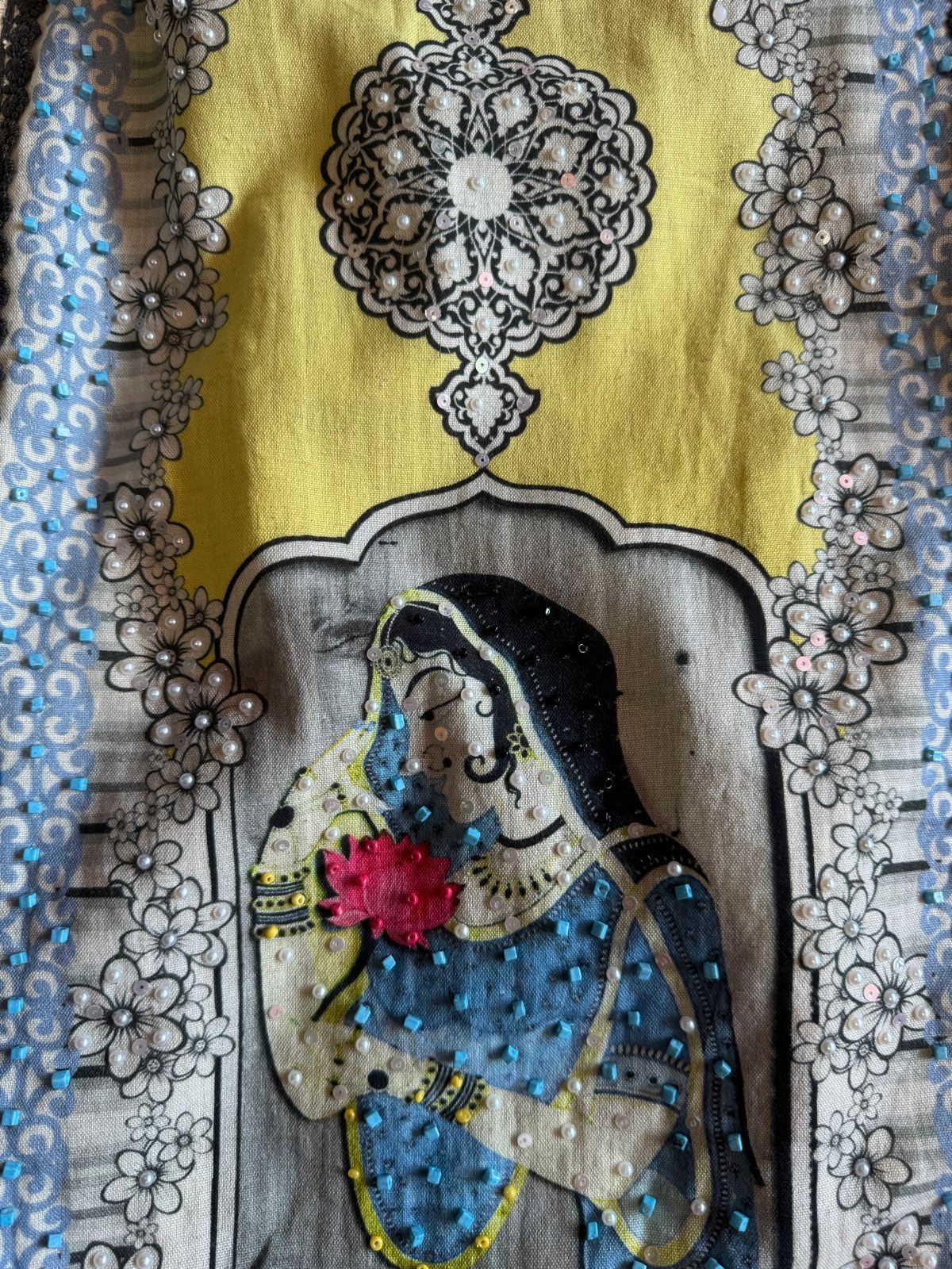 Pure handloom cotton pieces with high quality digital printing on the shirt with complete handwork