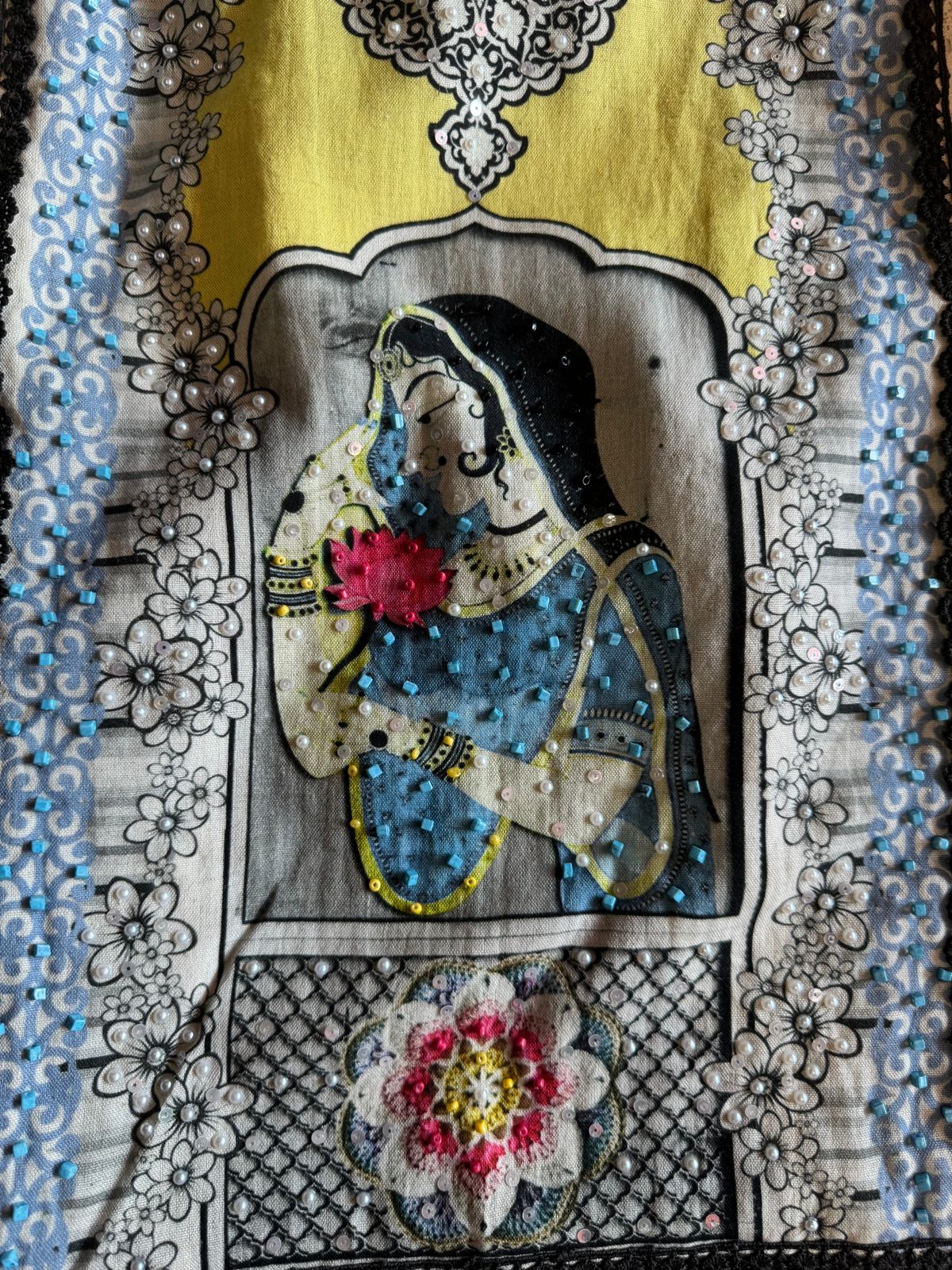 Pure handloom cotton pieces with high quality digital printing on the shirt with complete handwork