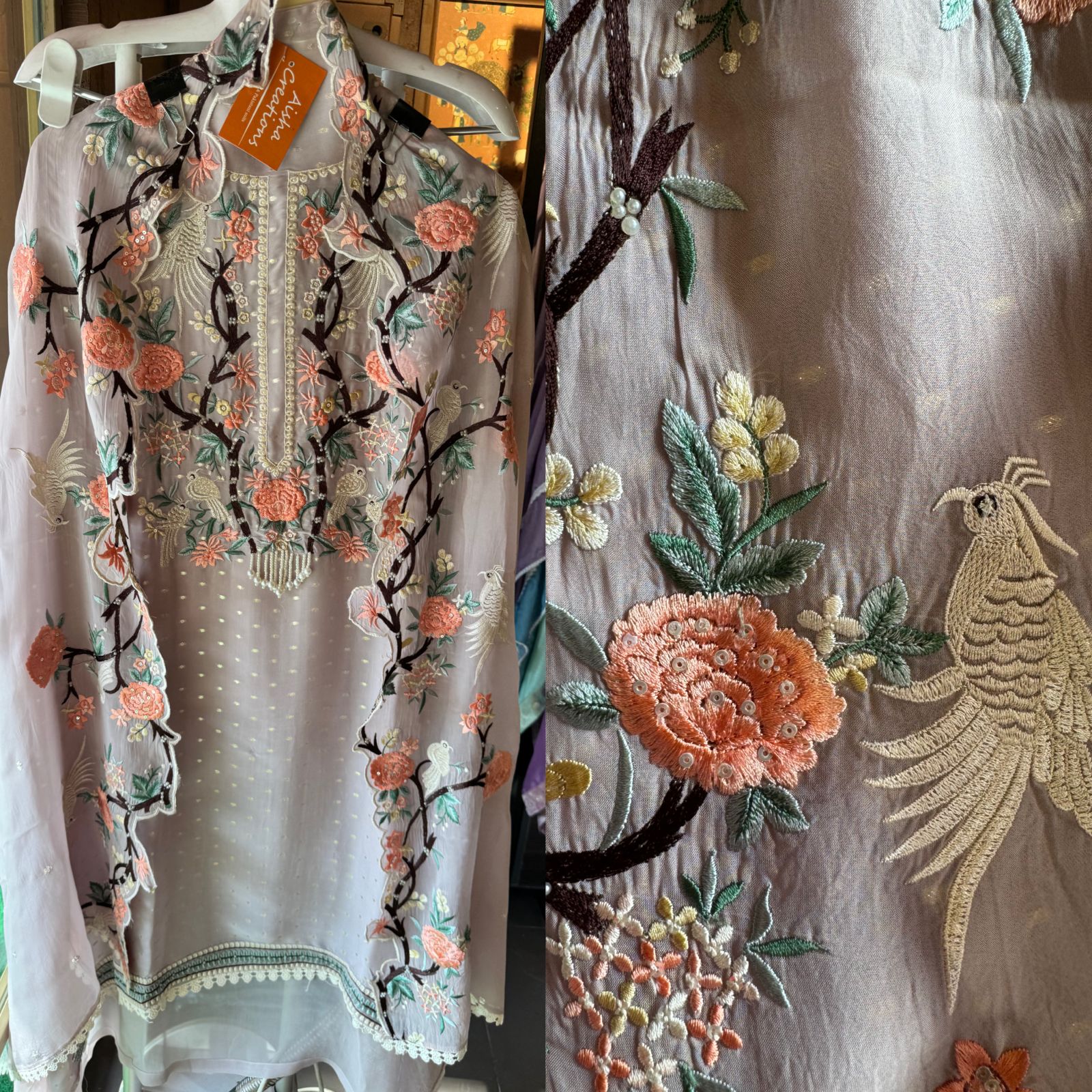 Super soft organza weaved bootie shirt (Unstitched) and full in size