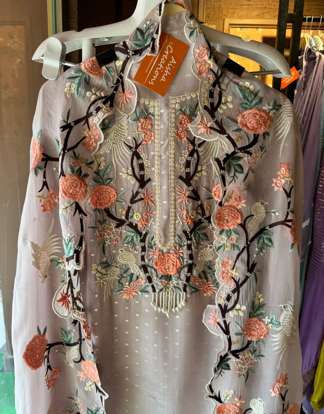 Super soft organza weaved bootie shirt (Unstitched) and full in size