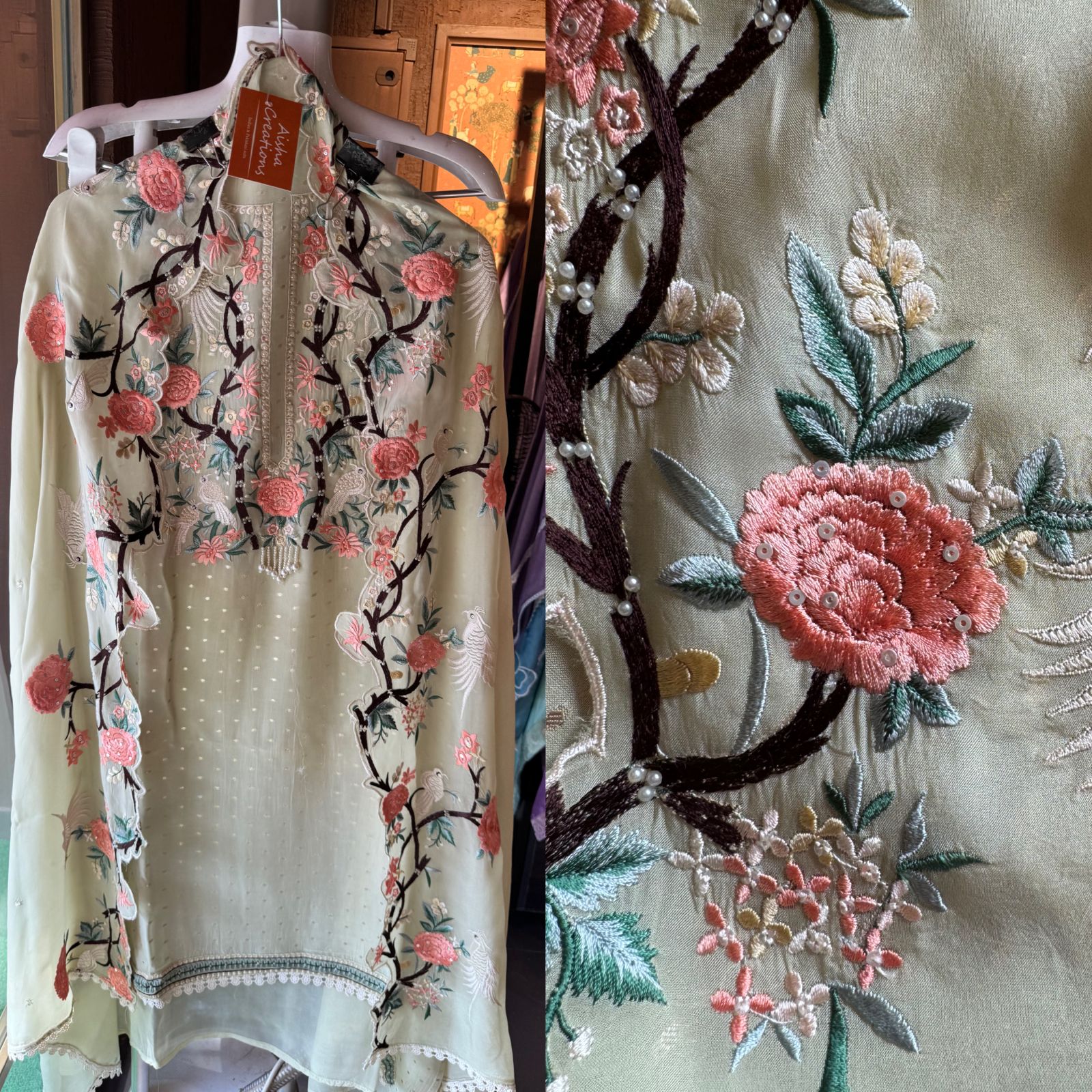 Super soft organza weaved bootie shirt (Unstitched) and full in size