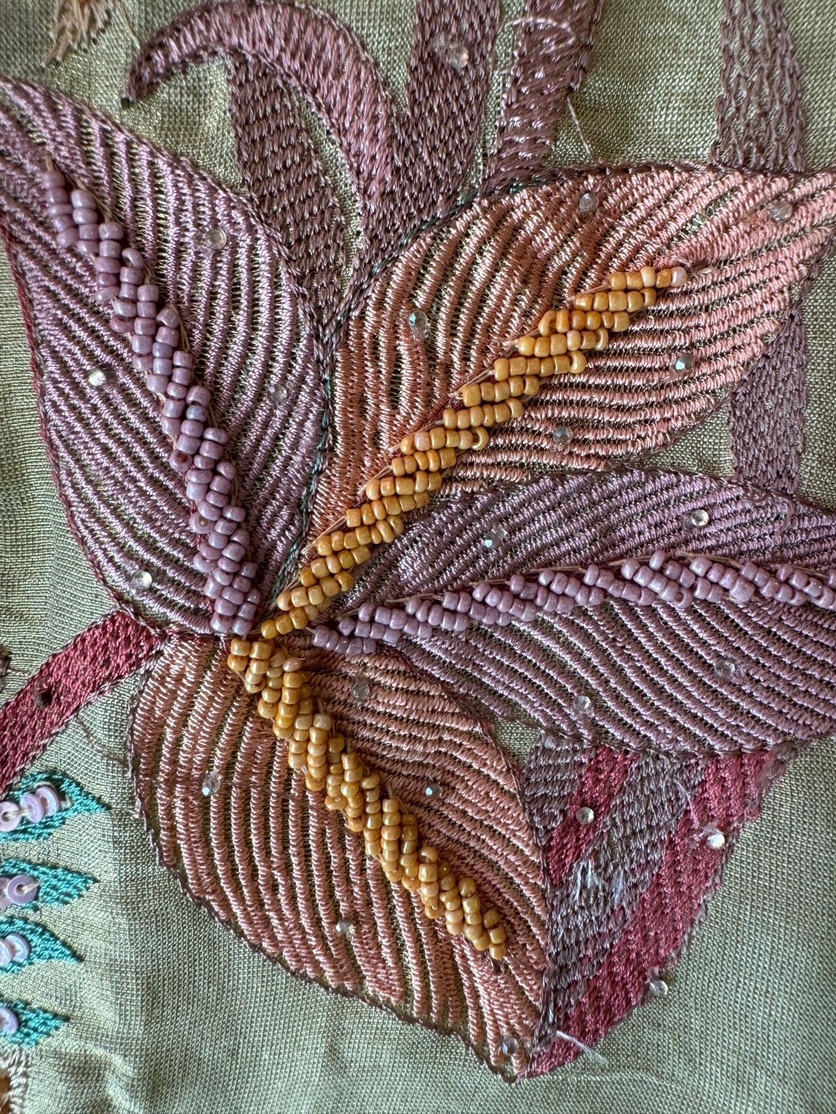 Shimmer tissue unstitched full size shirt with very smart Neckwork done with thread