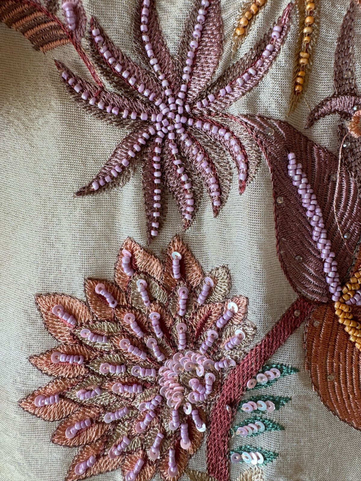 Shimmer tissue unstitched full size shirt with very smart Neckwork done with thread