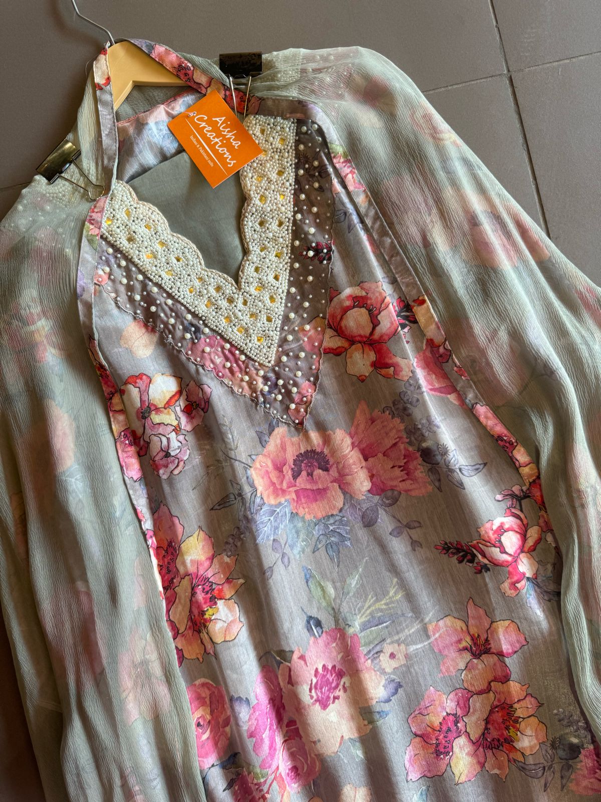 Pure chinon floral digital printed shirt (Full in size & Unstitched)