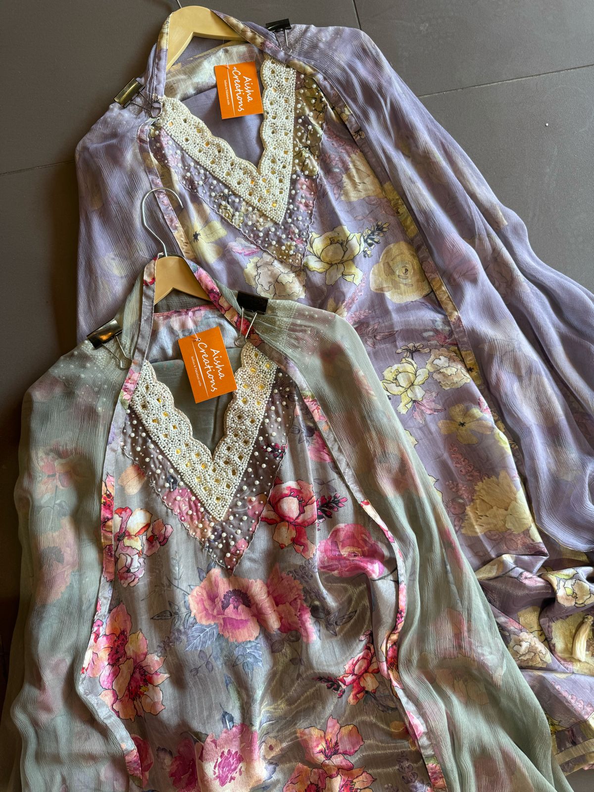 Pure chinon floral digital printed shirt (Full in size & Unstitched)