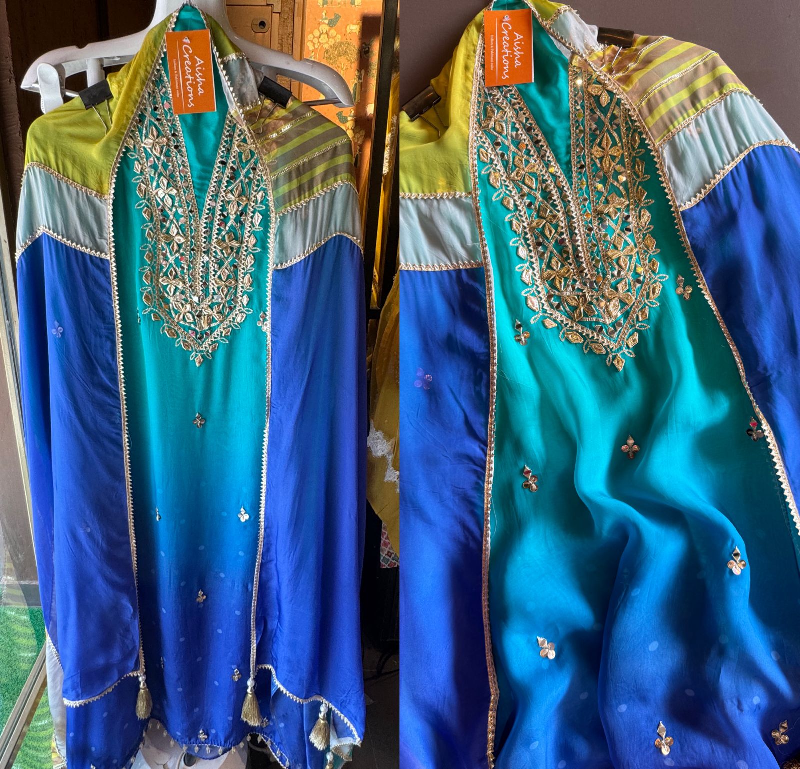 Soft organza unstitched suit fabric ombré shaded very classy and elegant collection