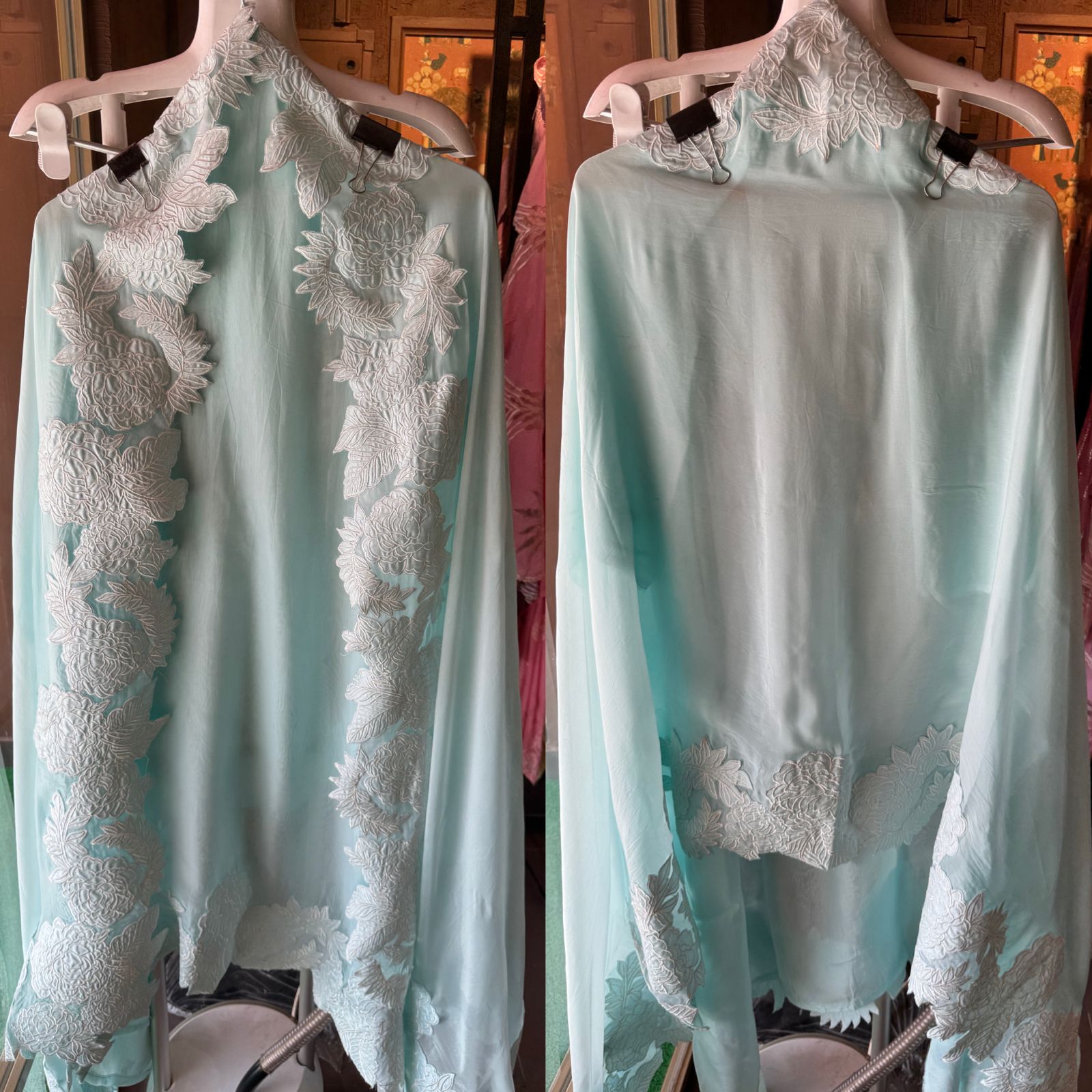 Super soft and Flowy organza with beautiful cushioning pattern on the shirt ghera