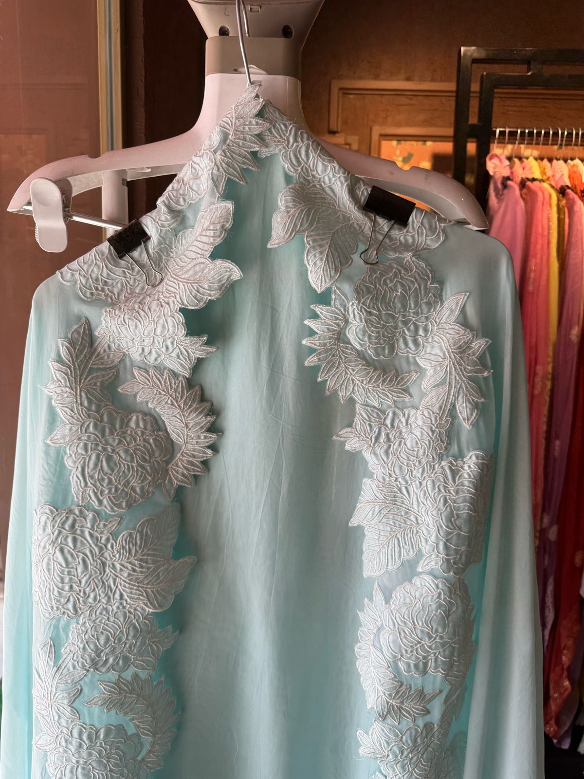 Super soft and Flowy organza with beautiful cushioning pattern on the shirt ghera