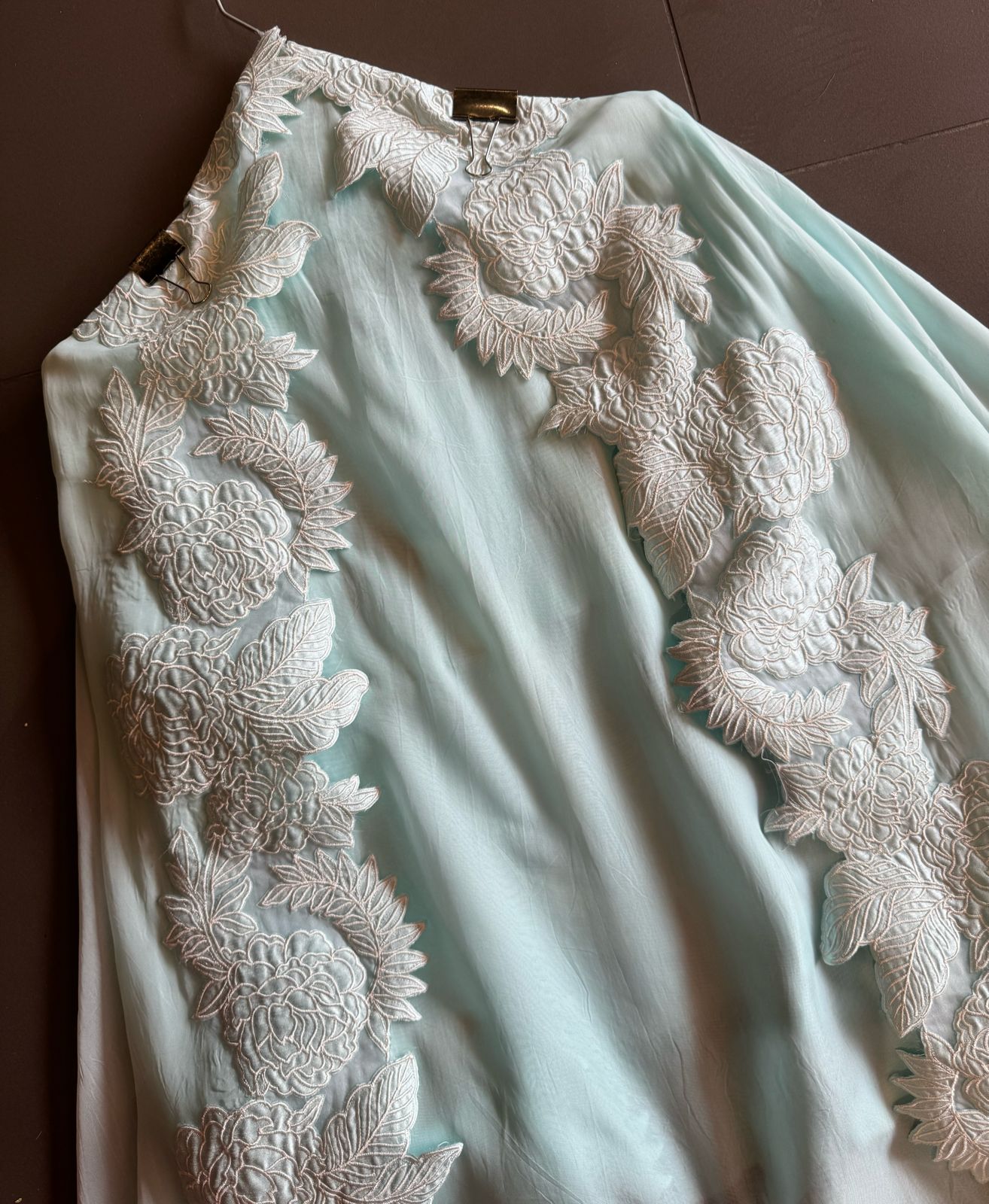 Super soft and Flowy organza with beautiful cushioning pattern on the shirt ghera