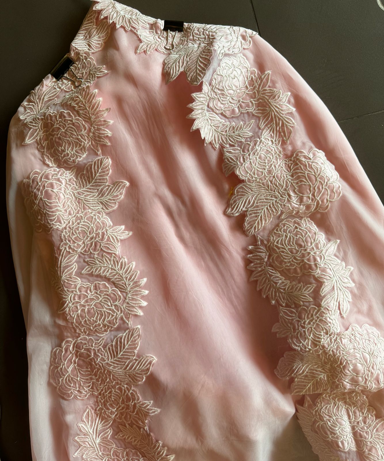 Super soft and Flowy organza with beautiful cushioning pattern on the shirt ghera