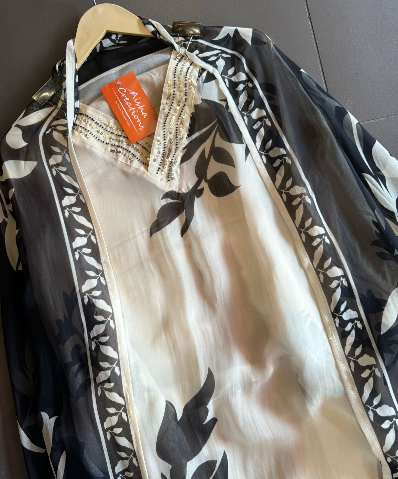 Soft digital printed organza shirt very soft organza with V neck design