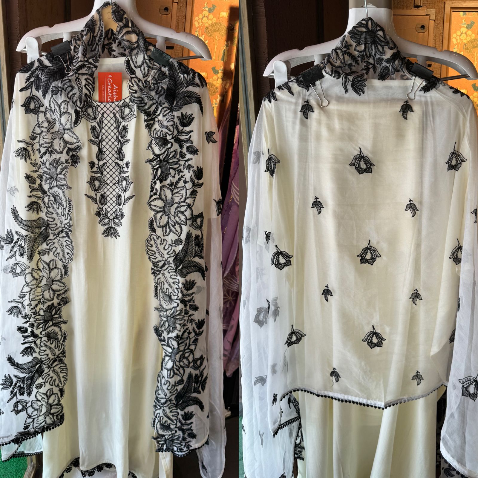 Pure muslin unstitched shirt with beautiful embroidery