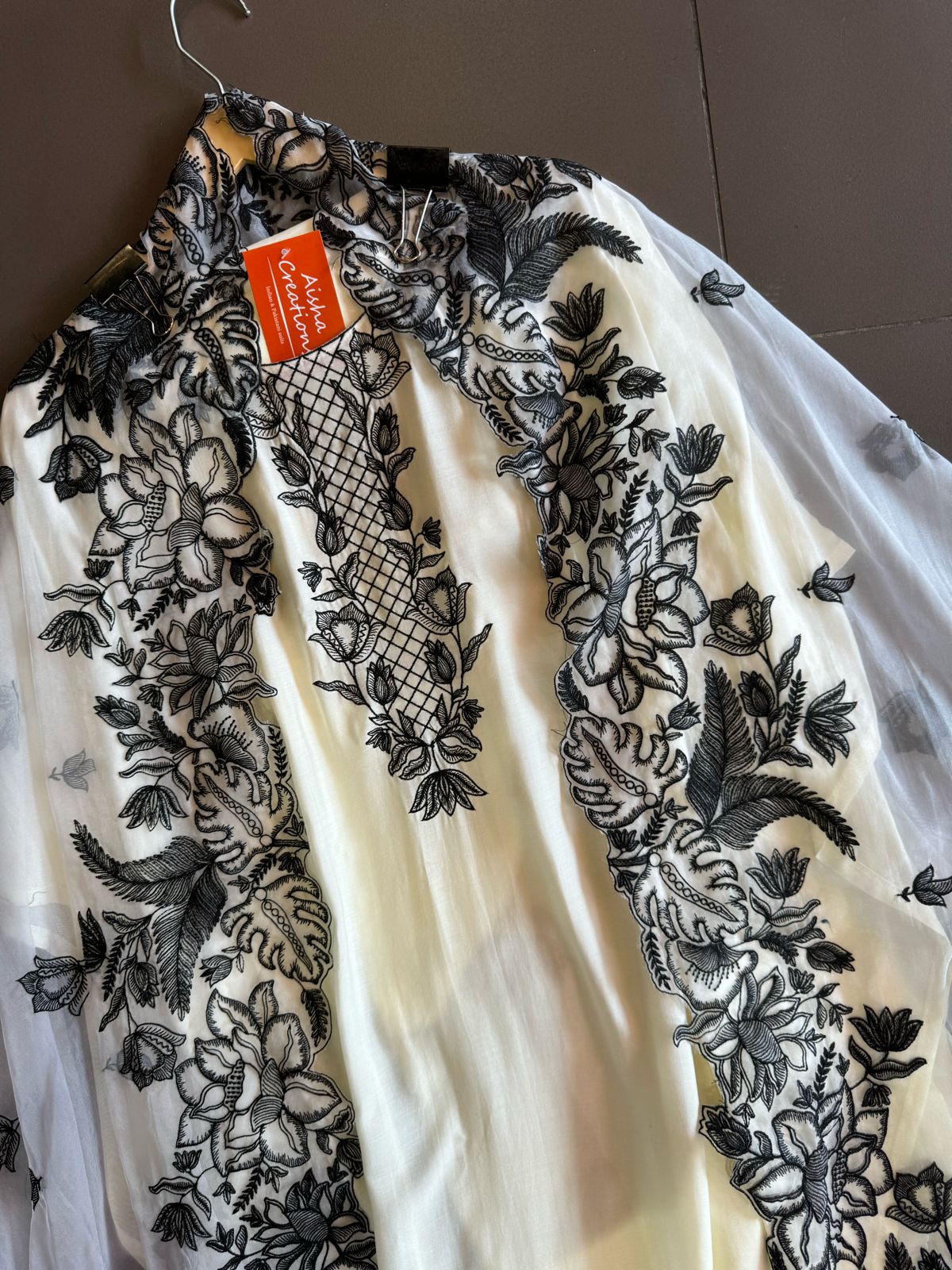 Pure muslin unstitched shirt with beautiful embroidery