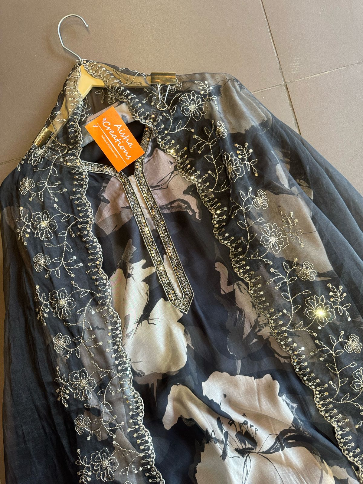 Pure muslin semi stitched shirt with beautiful print with embroidery