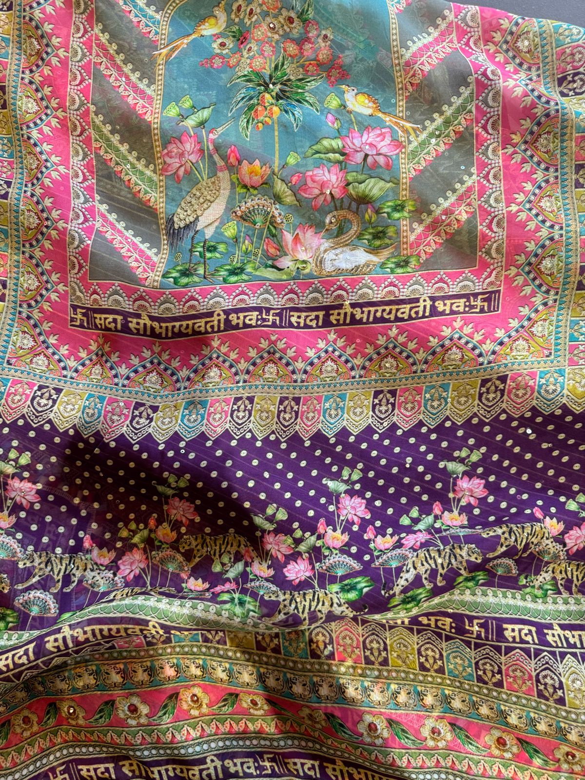 Soft organza designer concept shirt with jute and coloured threads detailings on the neckline